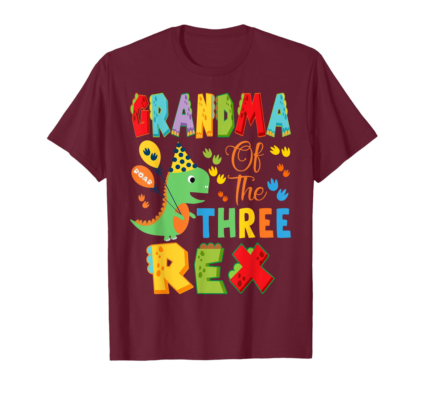 Grandma of The Three Rex 3Rd Birthday Boy Dinosaur T-Rex T-Shirt