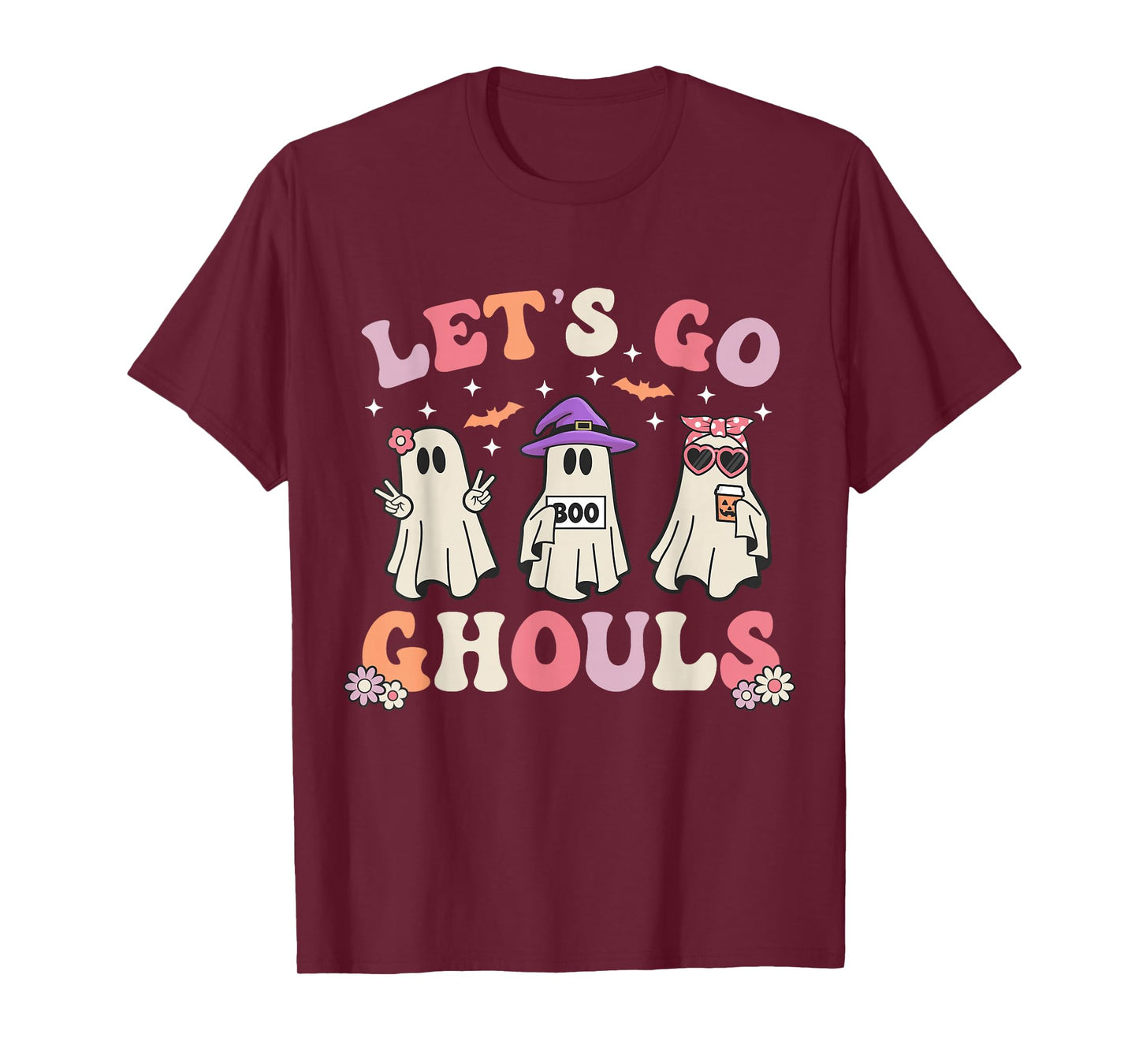 Lets Go Ghouls Retro Halloween Ghost Women Toddler Girl T-Shirt