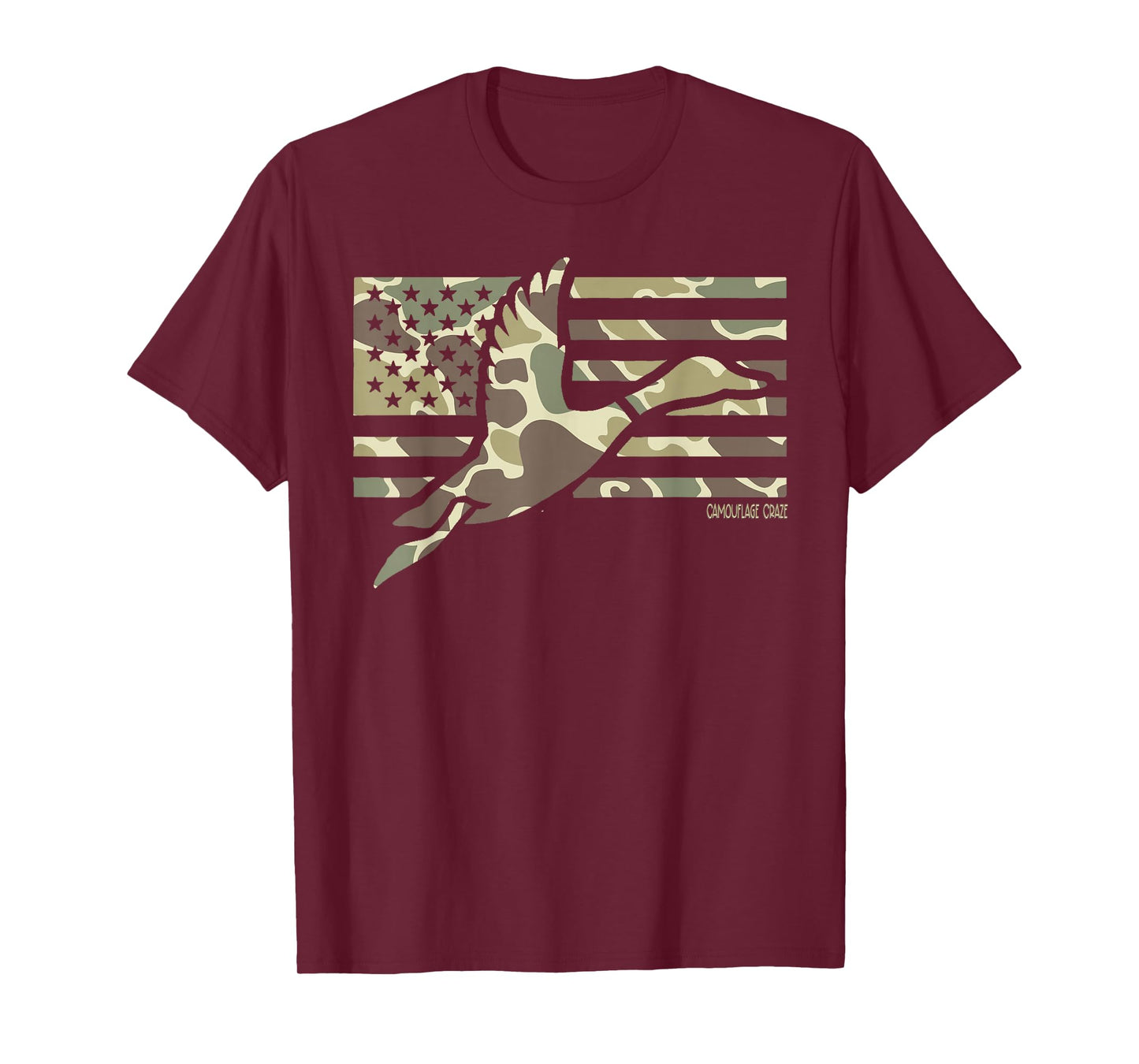 Camo Patriotic Mallard Duck Camouflage Flying Duck Hunting T-Shirt