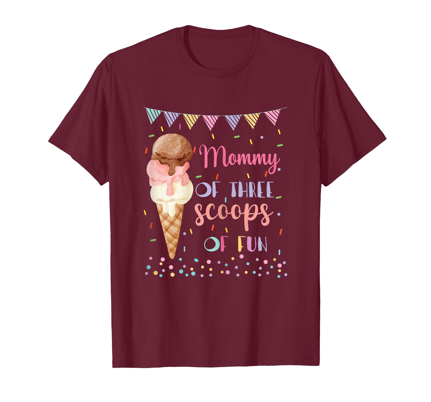 Mommy Mom Ice Cream Third Birthday Three Scoops Of Fun T-Shirt for Women