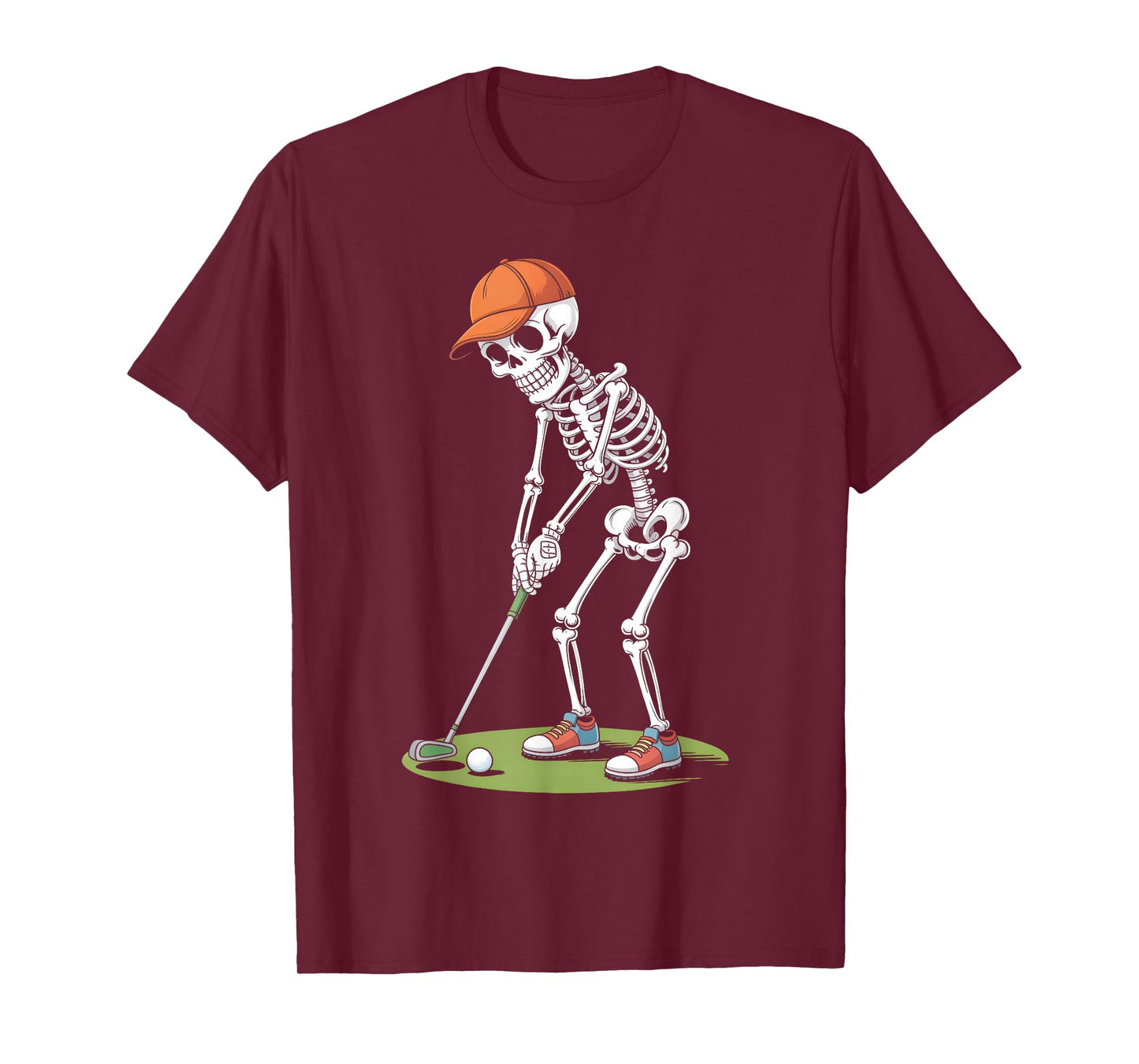 Halloween Golfer Golf Player Skeleton Golf Funny Men Dad T-Shirt