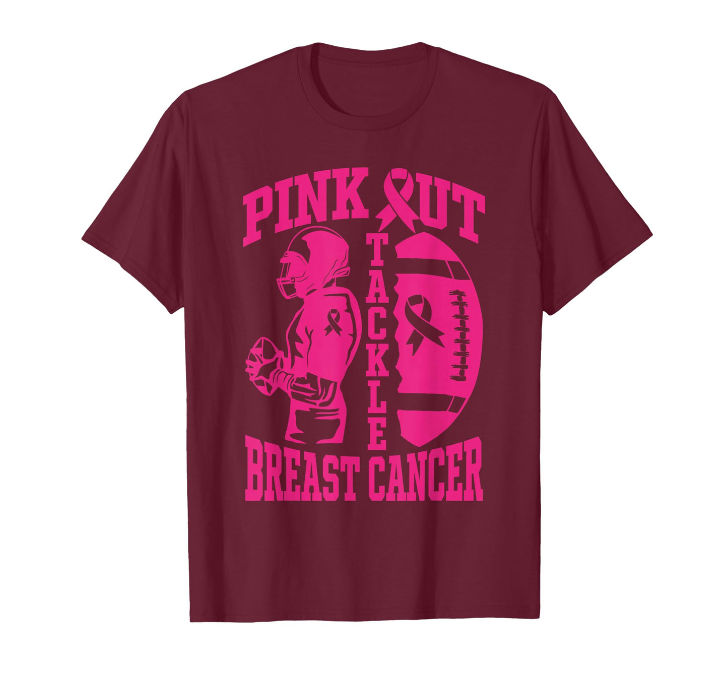 Football Pink Out Tackle Breast Cancer Awareness Graphic T-Shirt