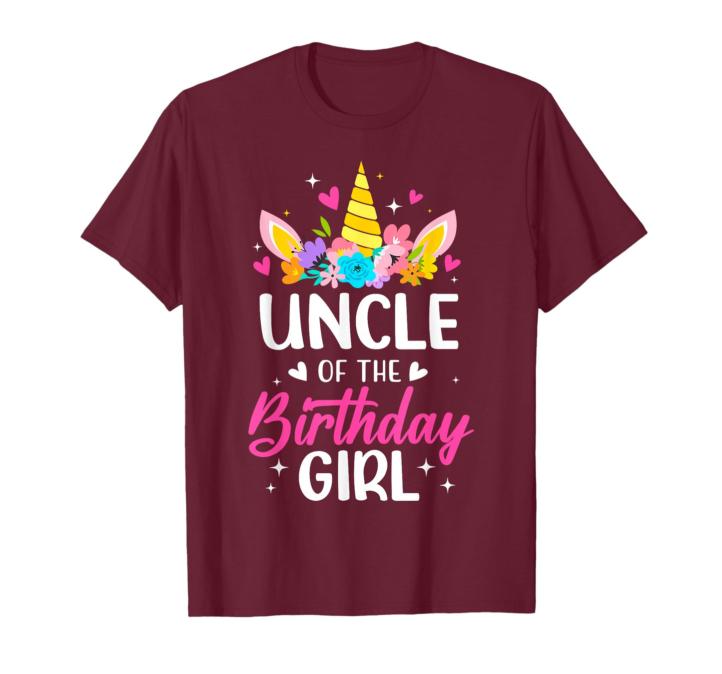 Uncle Of The Birthday Girl Unicorn Bday Party Family T-Shirt