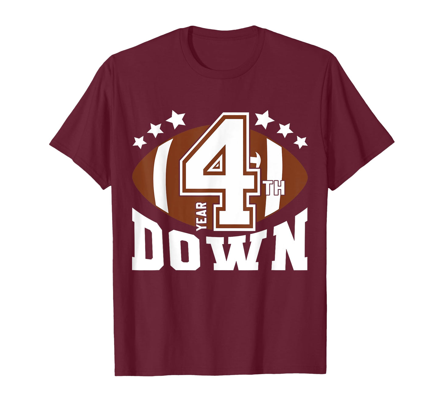Kids 4th Year Down Football Birthday Boy Party 4 Year Old T-Shirt