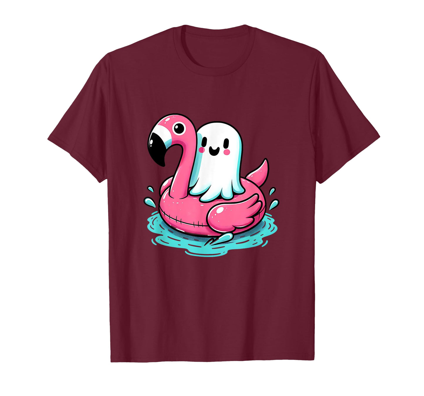 spooky flamingo ghost Pool Funny Spooky Summer Summerween T-Shirt for Men Women Kids