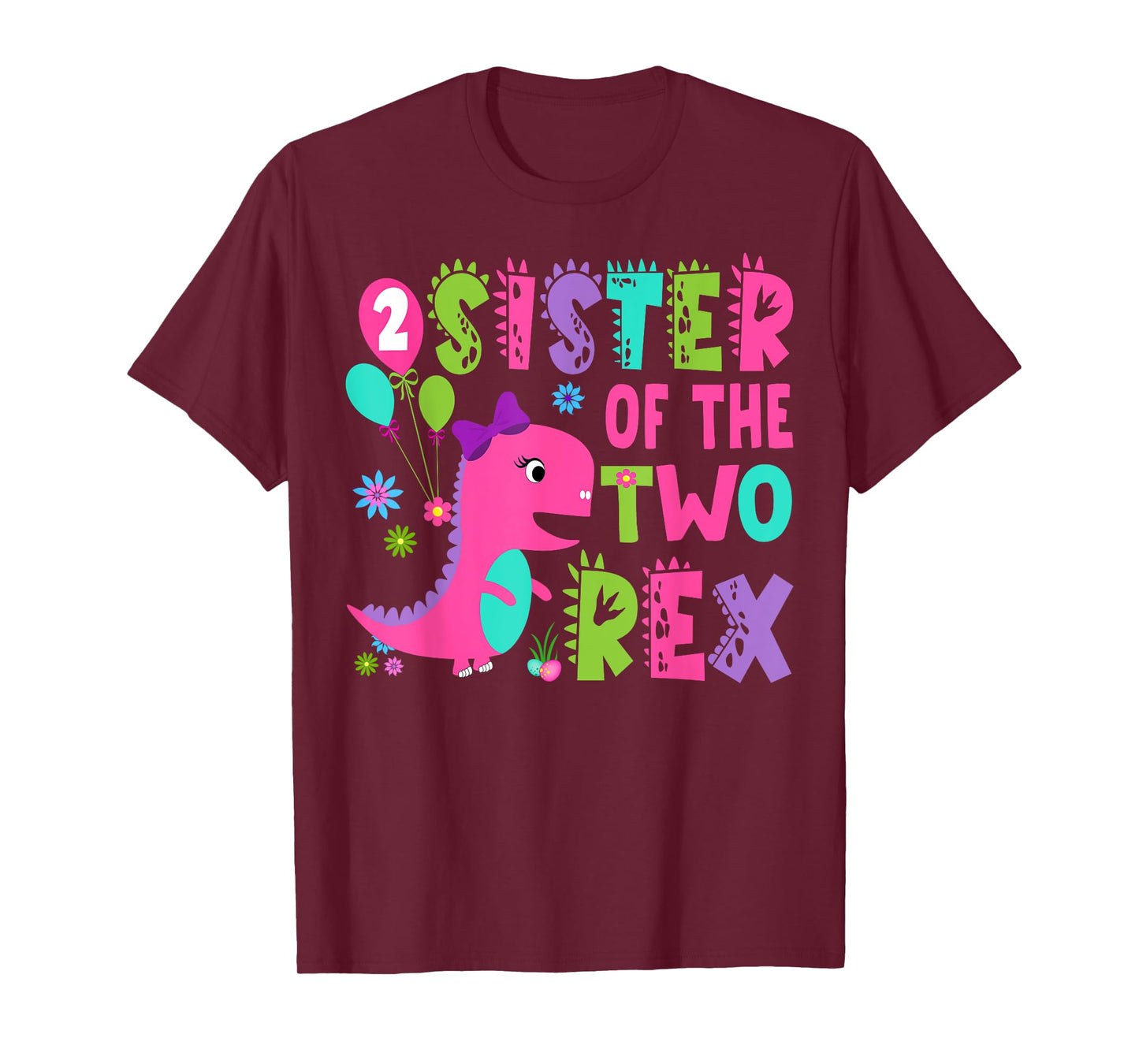 Sister Of The Two Rex 2Nd Birthday Boy Dinosaur T-Rex T-Shirt