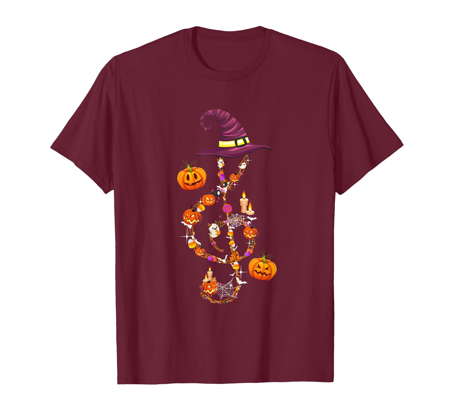 Music Note Symbol Halloween Clef Musical Teacher Music Lover T-Shirt for Men Women Kids