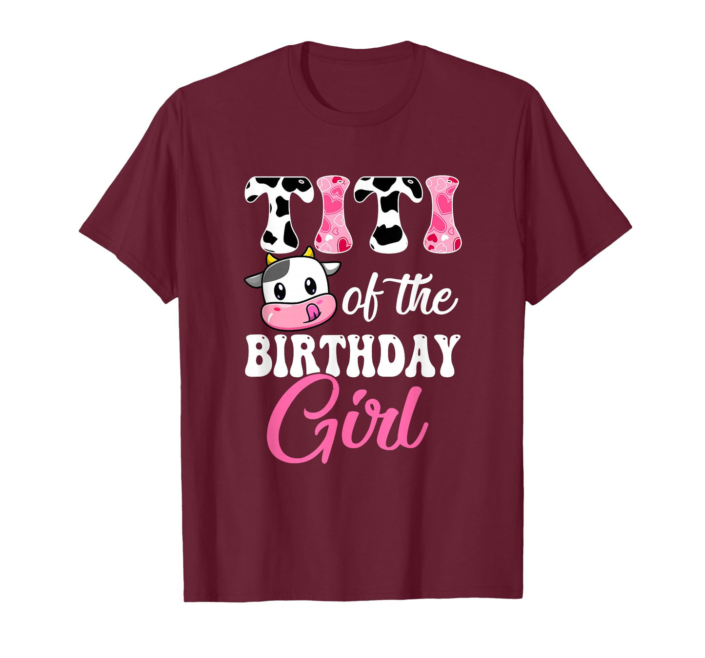 Titi Of The Birthday Girl Farm Cow 1St Birthday Girl T-Shirt