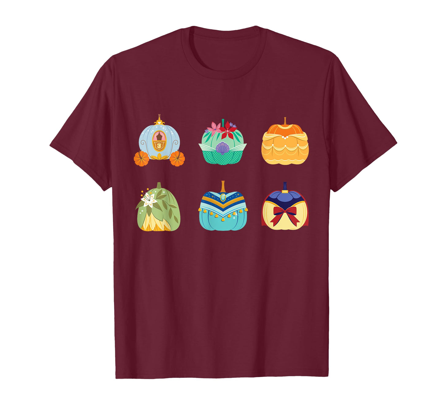 Disney Princess Pumpkins Fall Autumn Six Pumpkin Princesses T-Shirt