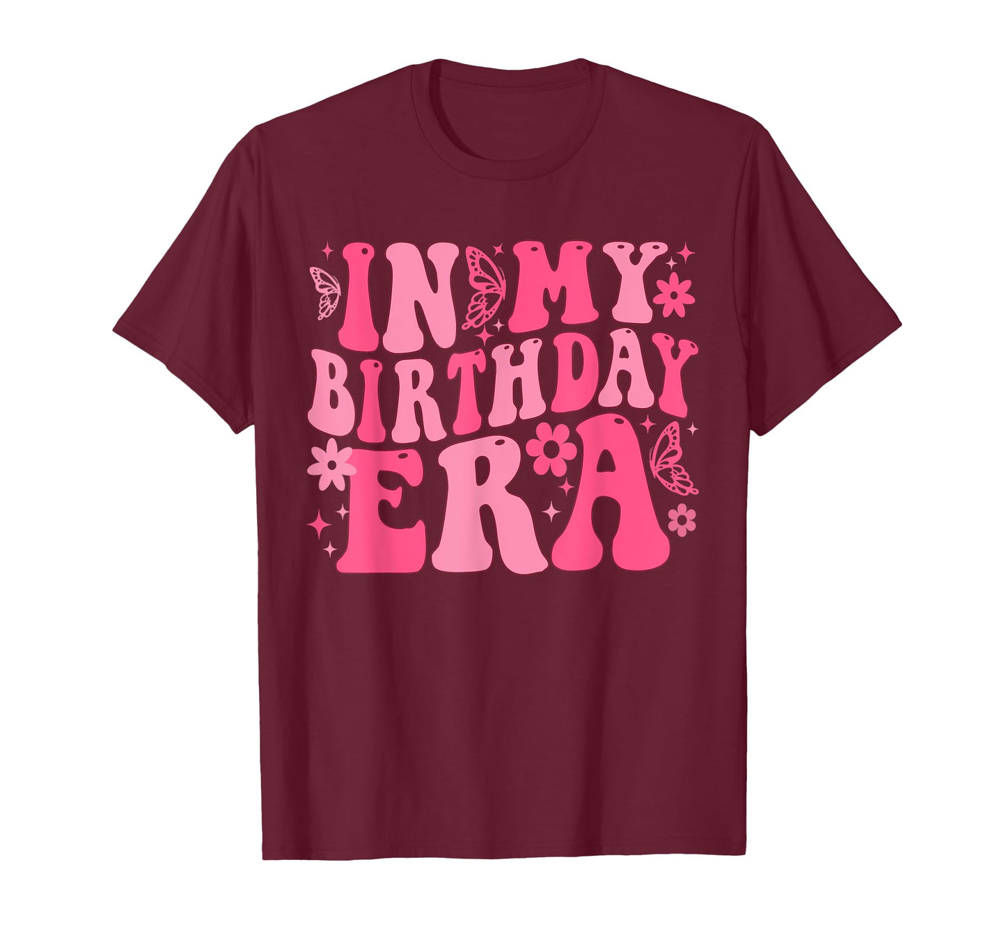 Retro Groovy In My Birthday Era Butterfly Women Teens Girls T-Shirt