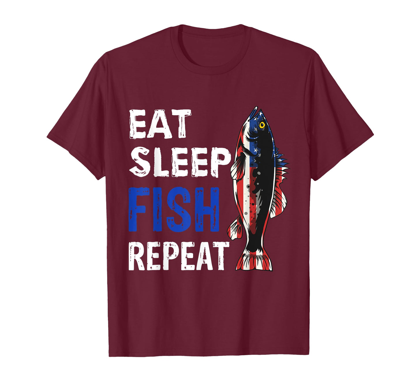 USA Eat Sleep Fish Repeat Funny present T-Shirt