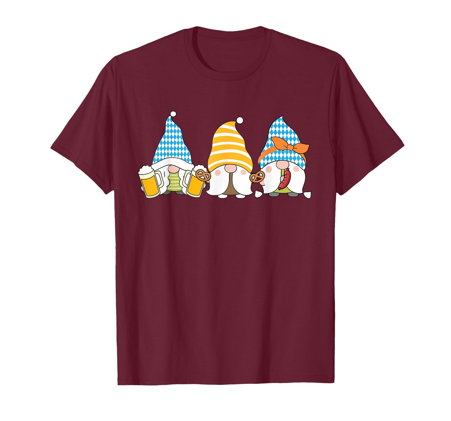 Gnomes Eating Oktoberfest Prfetzel Sausage Bratwurst German T-Shirt