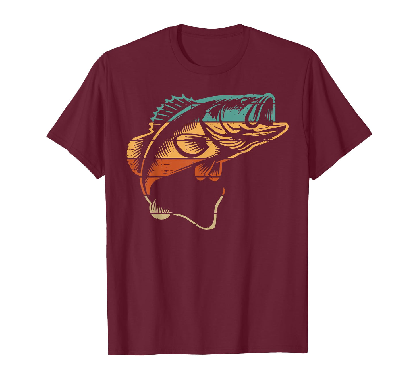 Fishing Bass Fish Retro Colors Fisherman Art Men Women Kids T-Shirt