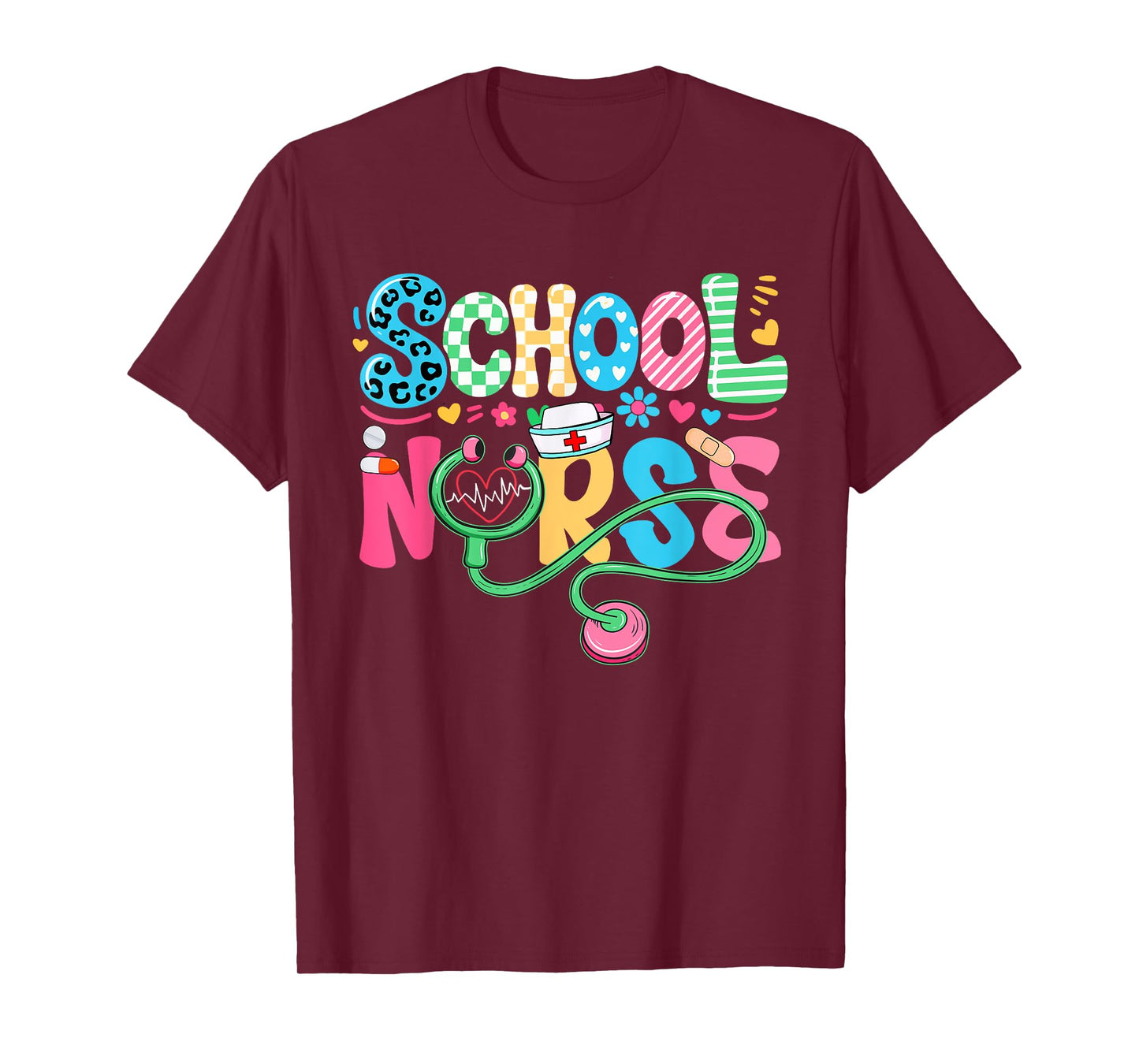 School Nurse Colorful Costume Back To School Nursing Job T-Shirt