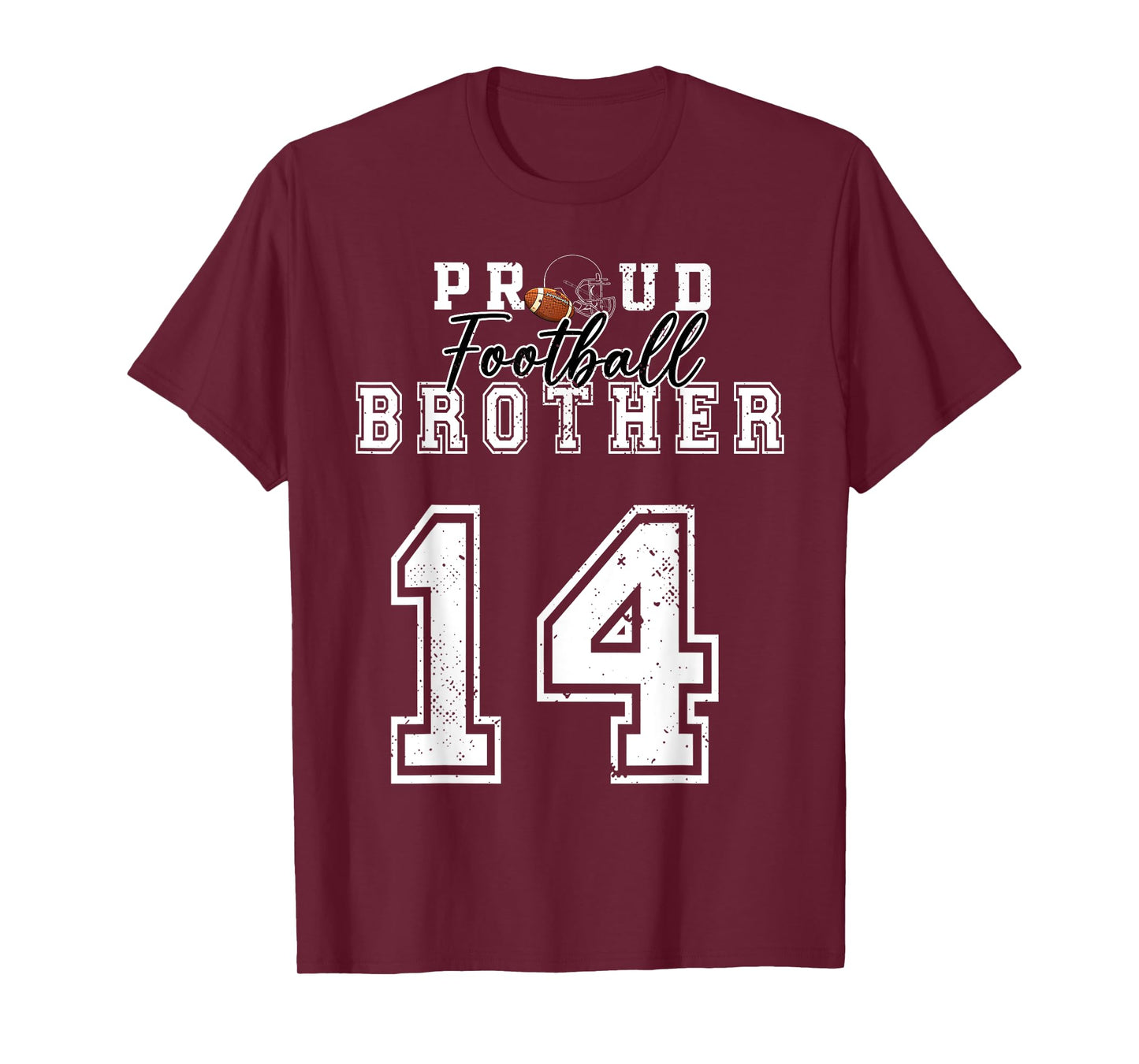 Custom Proud Football Brother Number 14 Personalized Men Boy T-Shirt