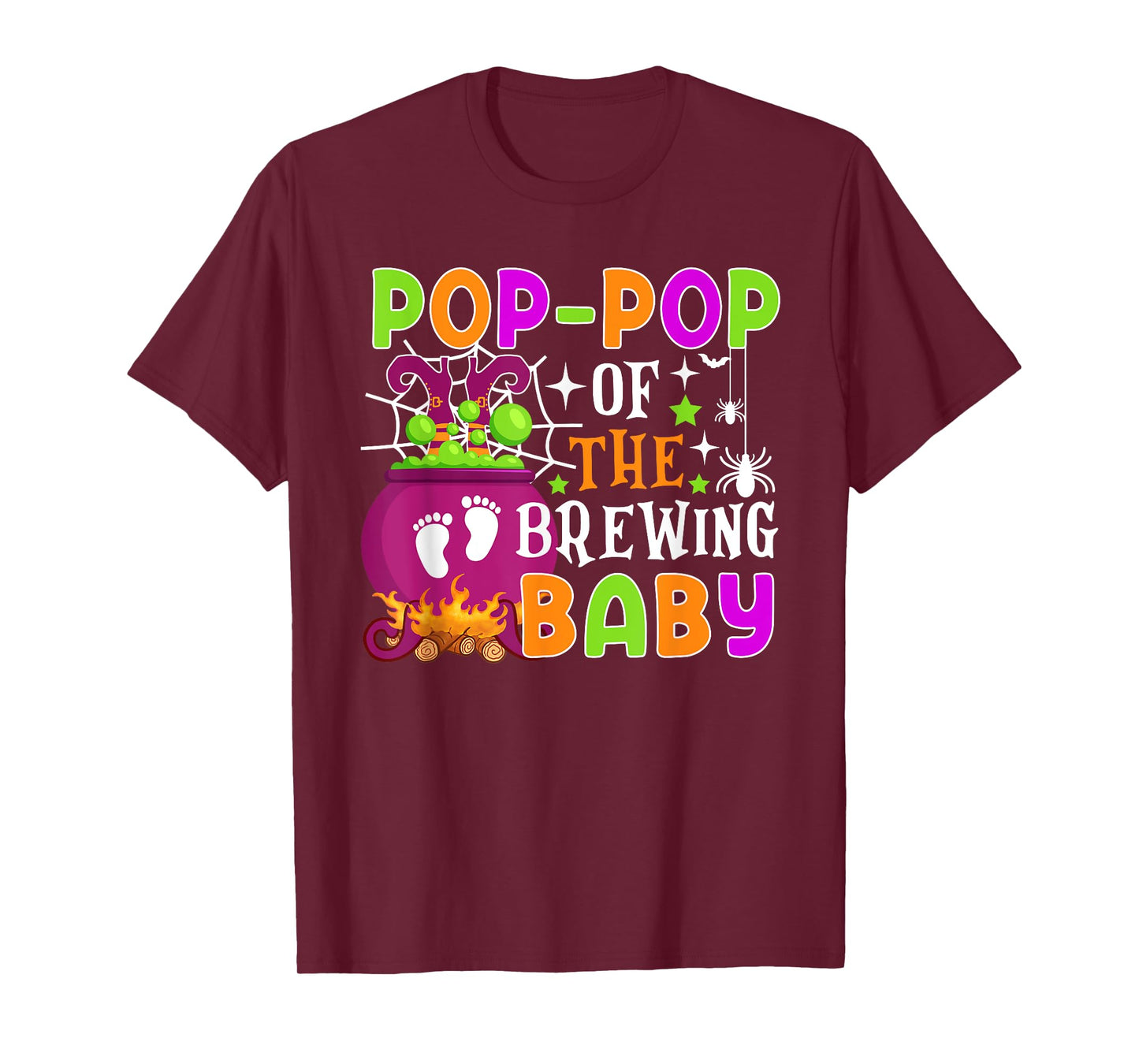 Pop-Pop of Brewing Baby Halloween Theme Baby Shower Spooky T-Shirt