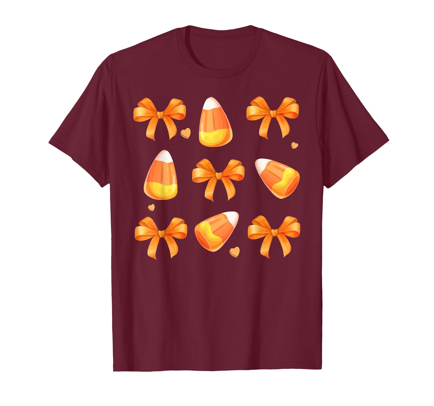 Coquette Bow Candy Corn Retro Halloween Women Kids T-Shirt