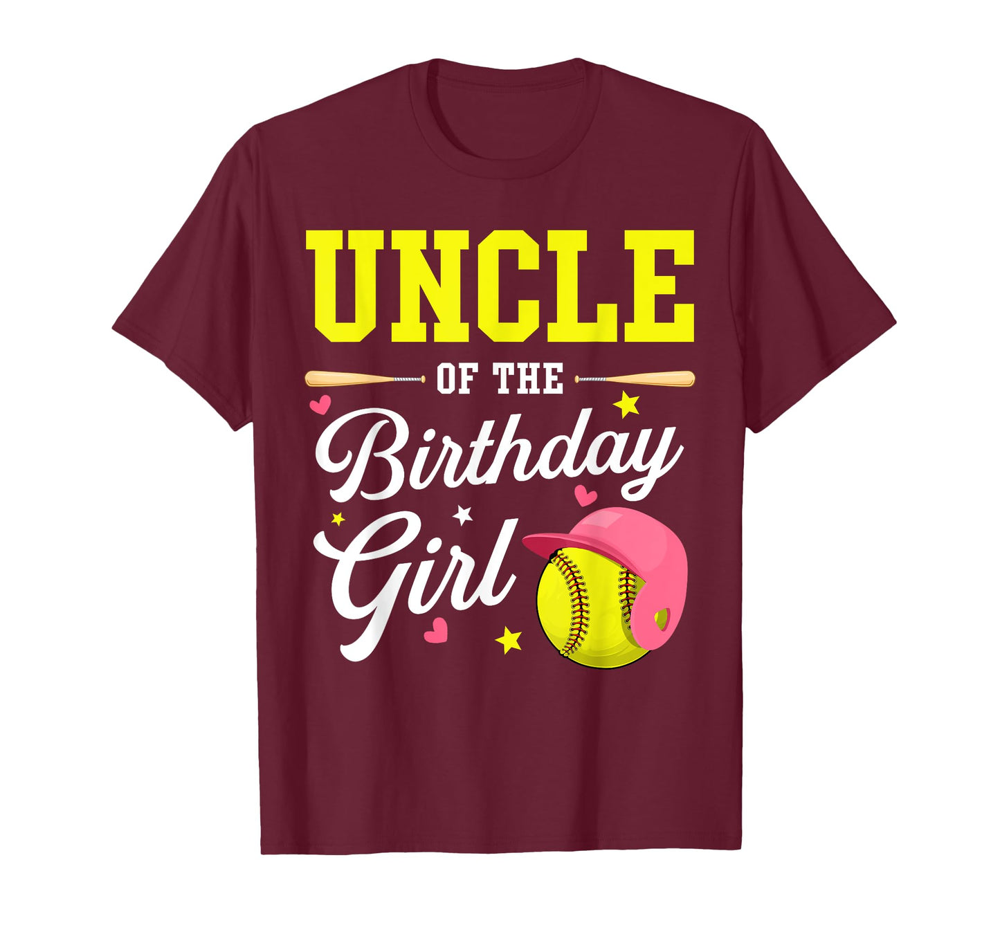 Uncle Of The Birthday Girl Softball Player Theme B-day T-Shirt