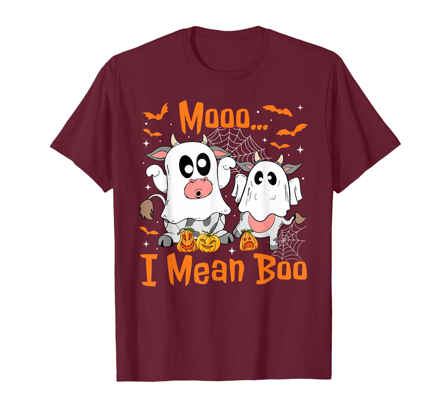 Cute Ghost Cow Moo I Mean Boo Halloween Funny Cow Lover T-Shirt