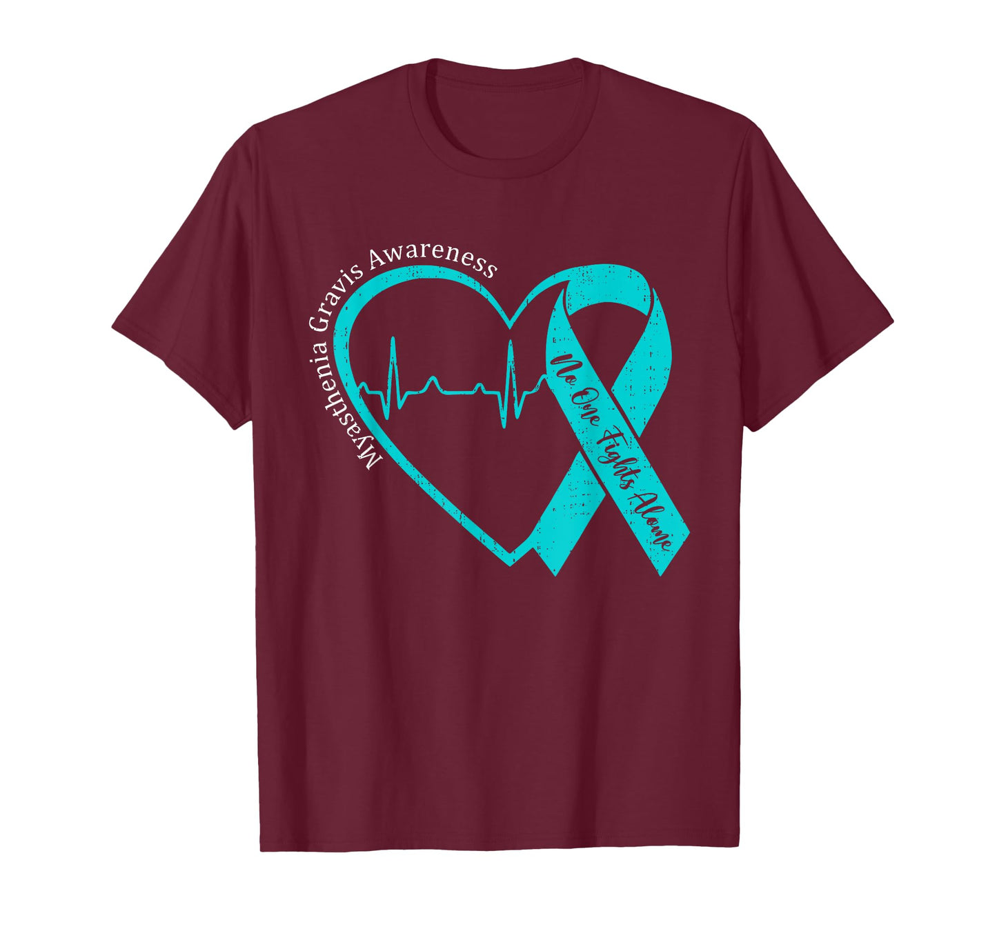 Myasthenia Gravis Awareness Heart Teal Ribbon MG Awareness T-Shirt