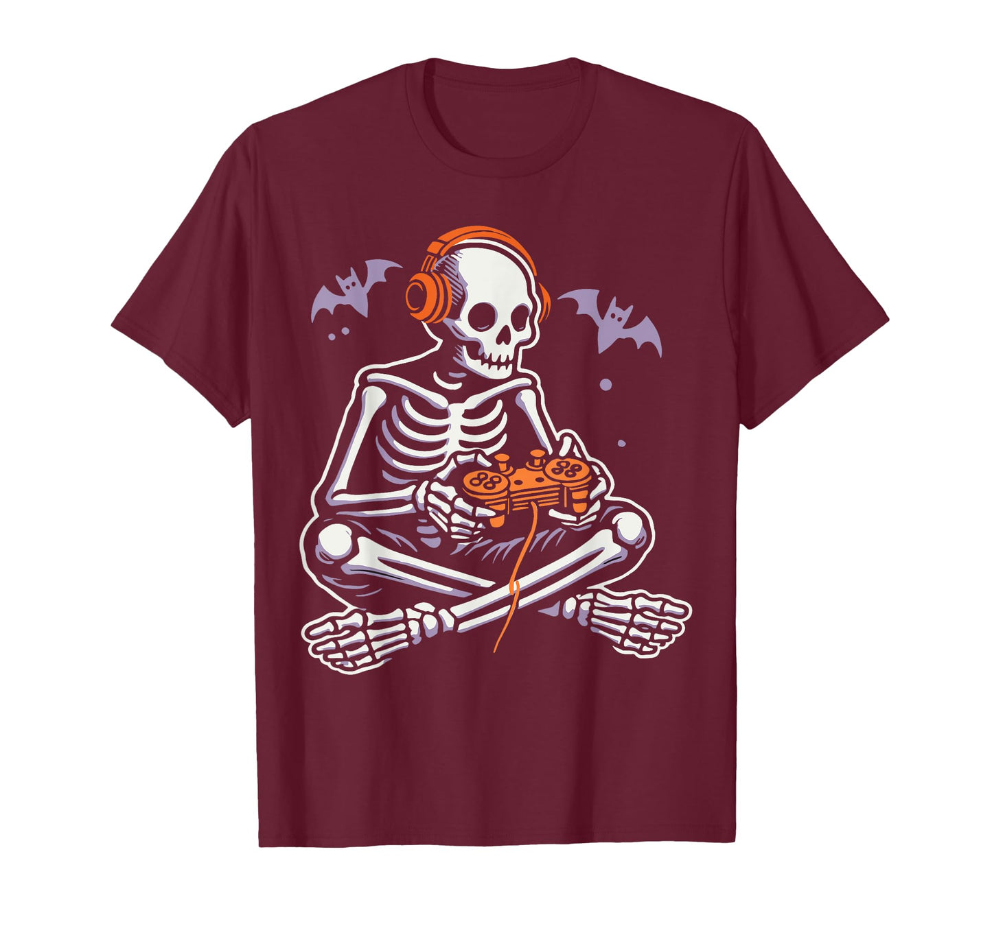 Spooky Skeleton Playing Video Games, Halloween Day Gamer T-Shirt