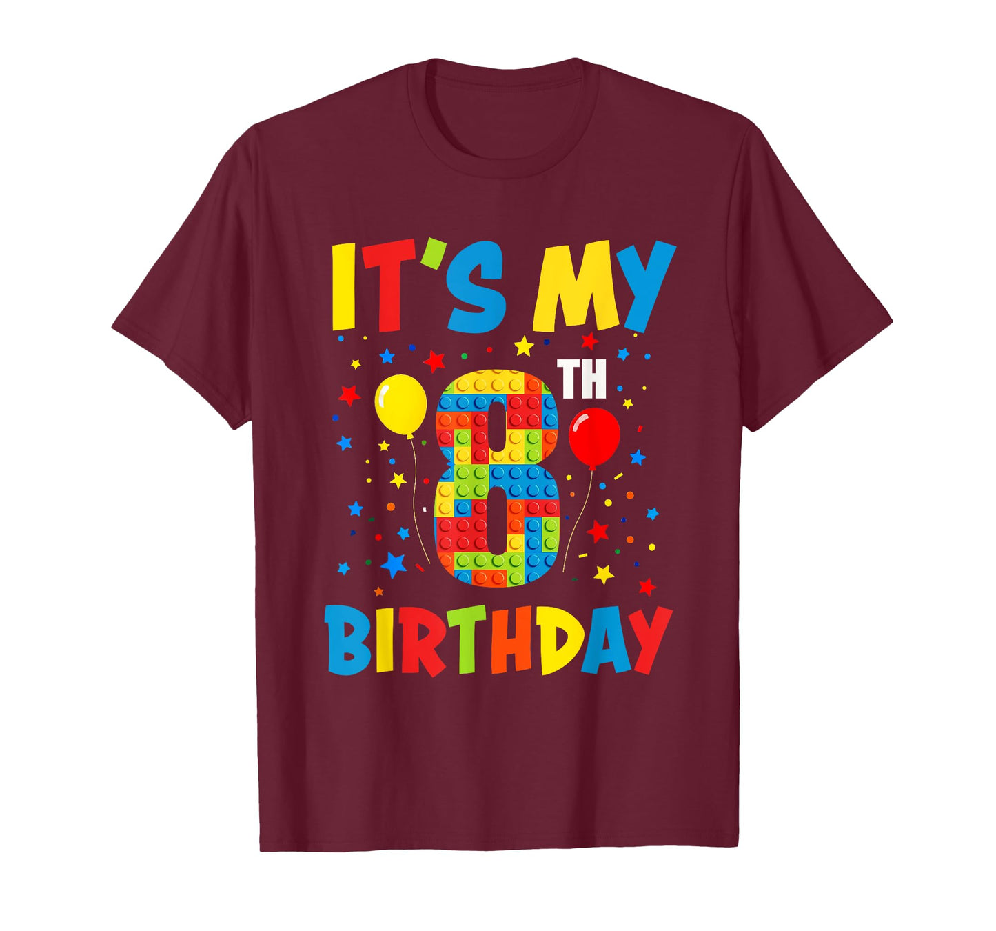 It’s My 8th Birthday 8 Year Old Building Blocks Kids Boys T-Shirt