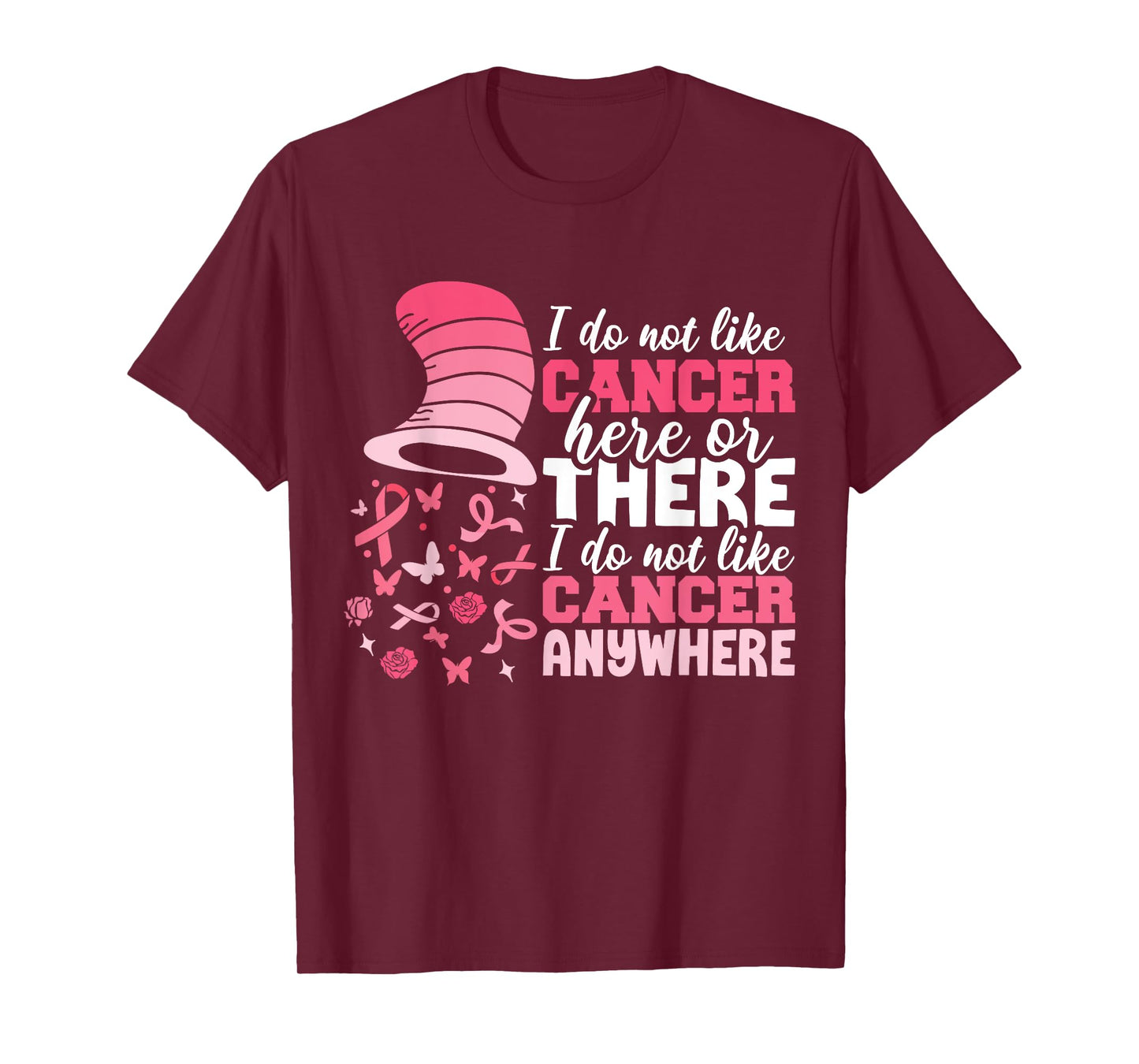 I Do Not Like Cancer Here Or There Breast Cancer October T-Shirt