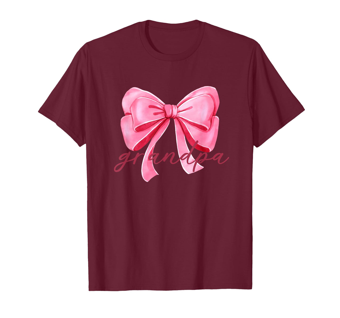 Grandpa Pink Bow Birthday Baby Shower Family Pink Ribbon T-Shirt