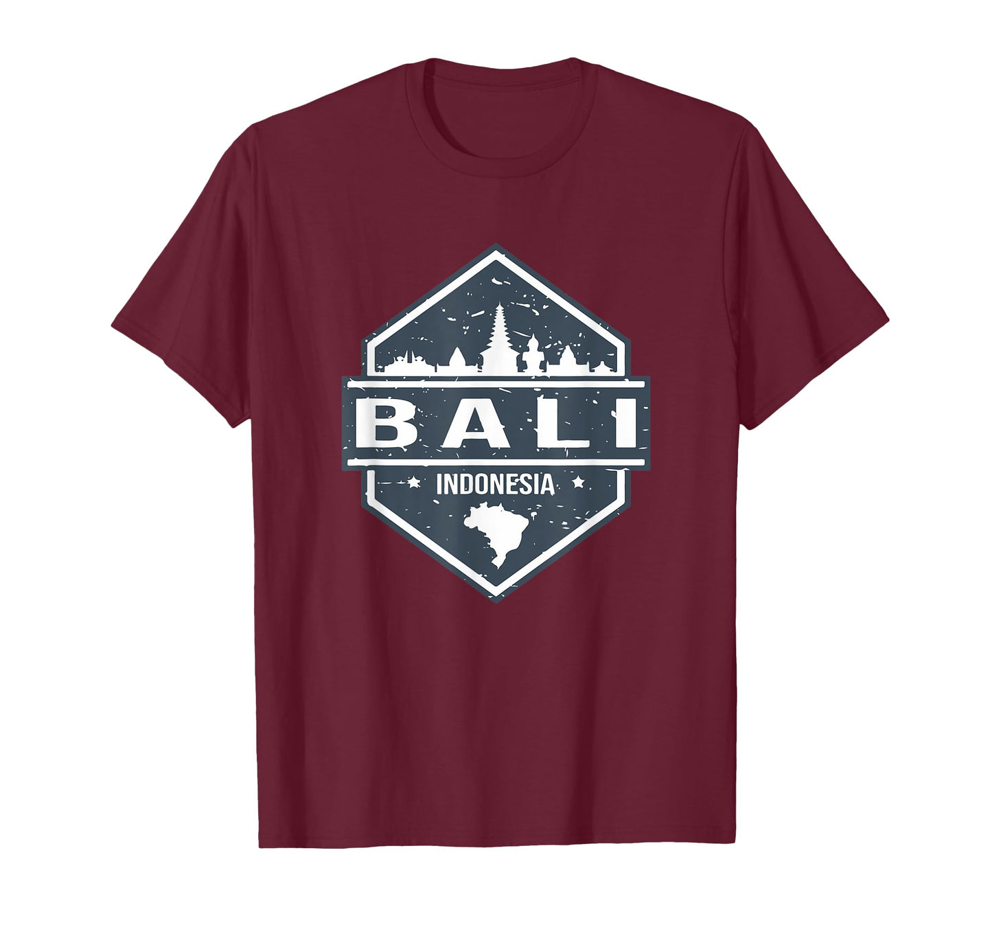 Bali Indonesia Design With Bali Island And Silhoutte of City T-Shirt