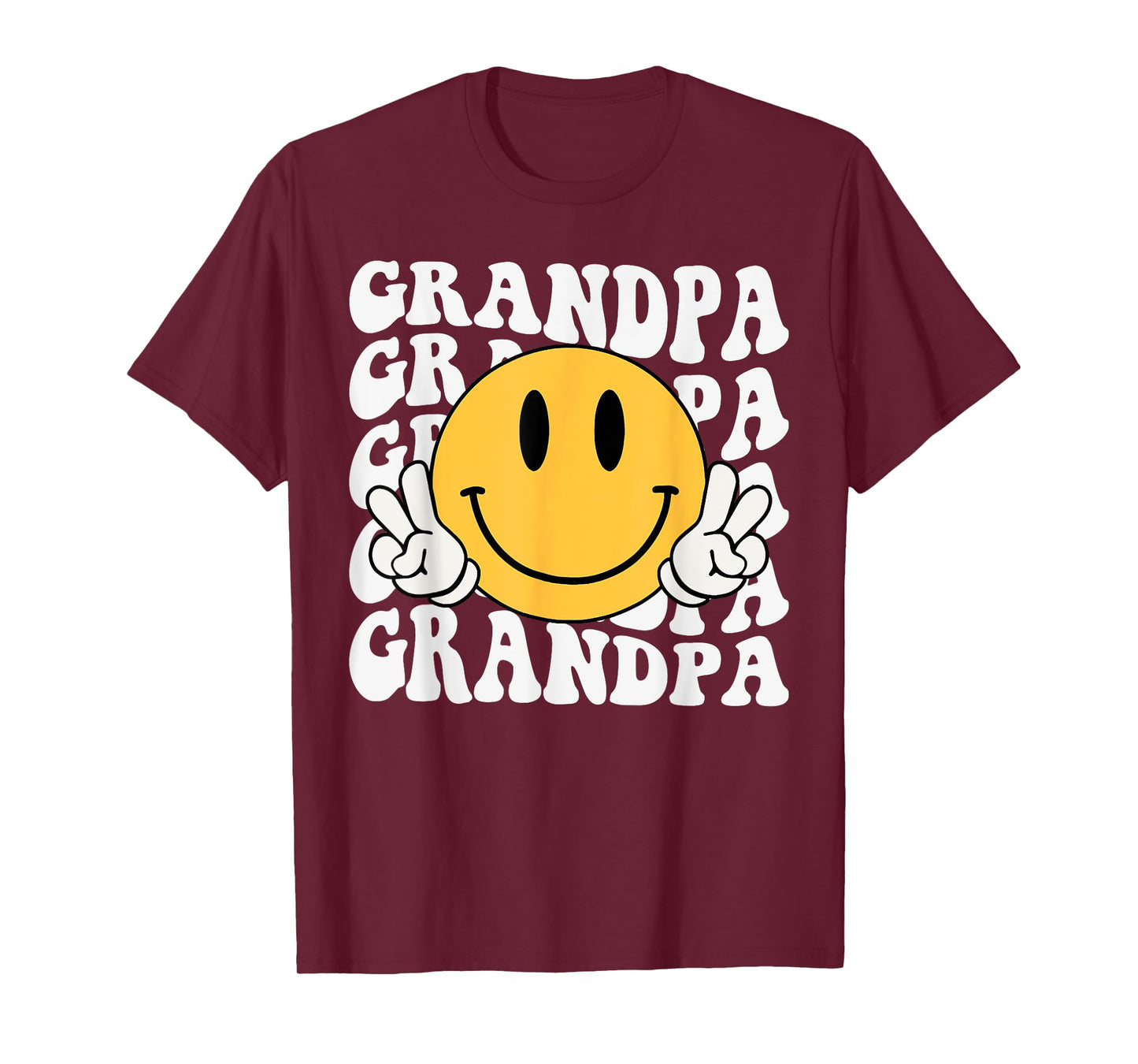 Grandpa One Happy Dude Birthday Family Matching Smile Face T-Shirt