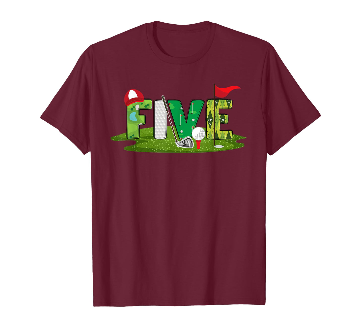 5th Birthday Golf Theme 5 Year Old Kids Sport Party T-Shirt