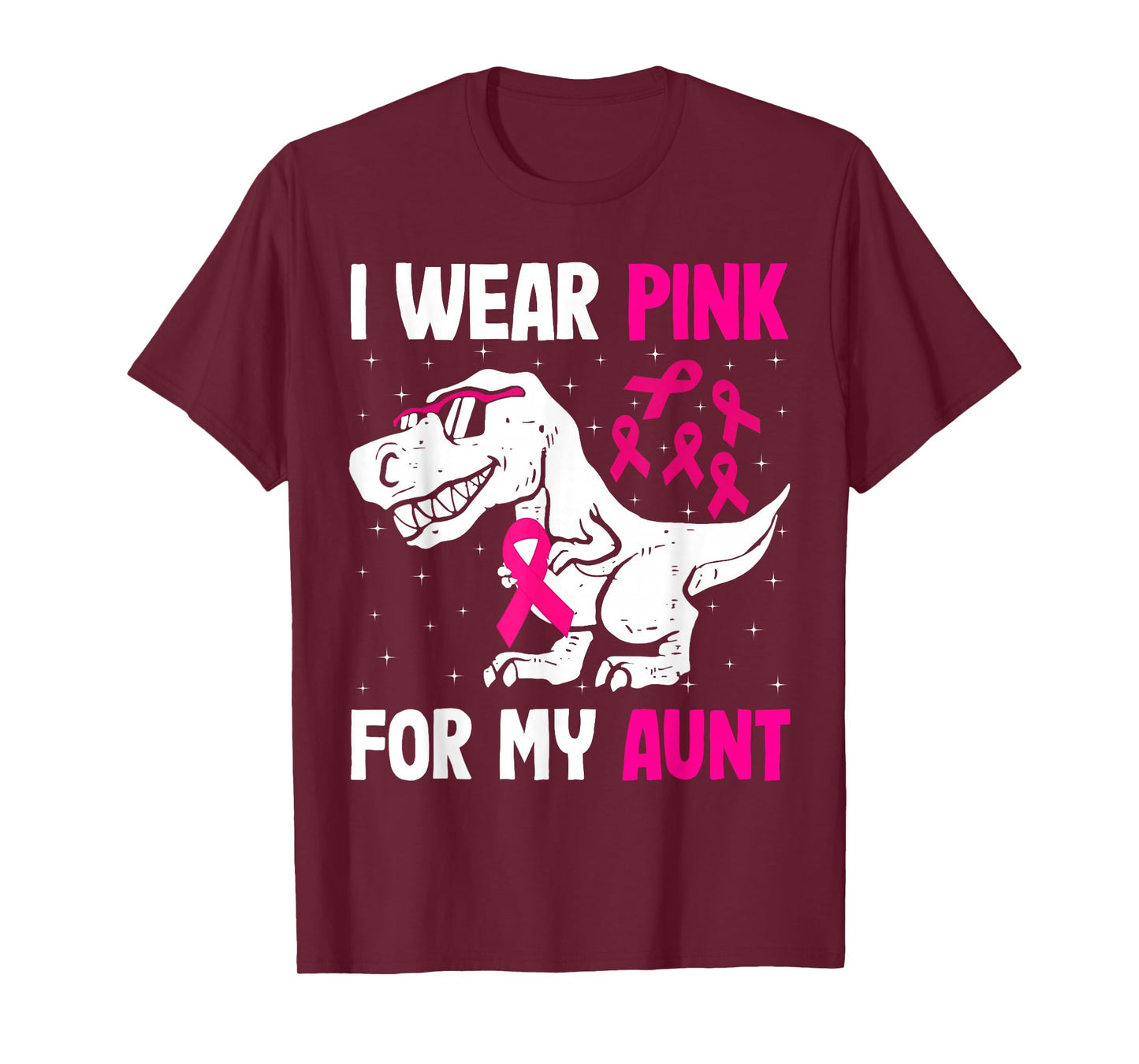 I Wear Pink For My Aunt Breast Cancer Support Squad T-rex T-Shirt
