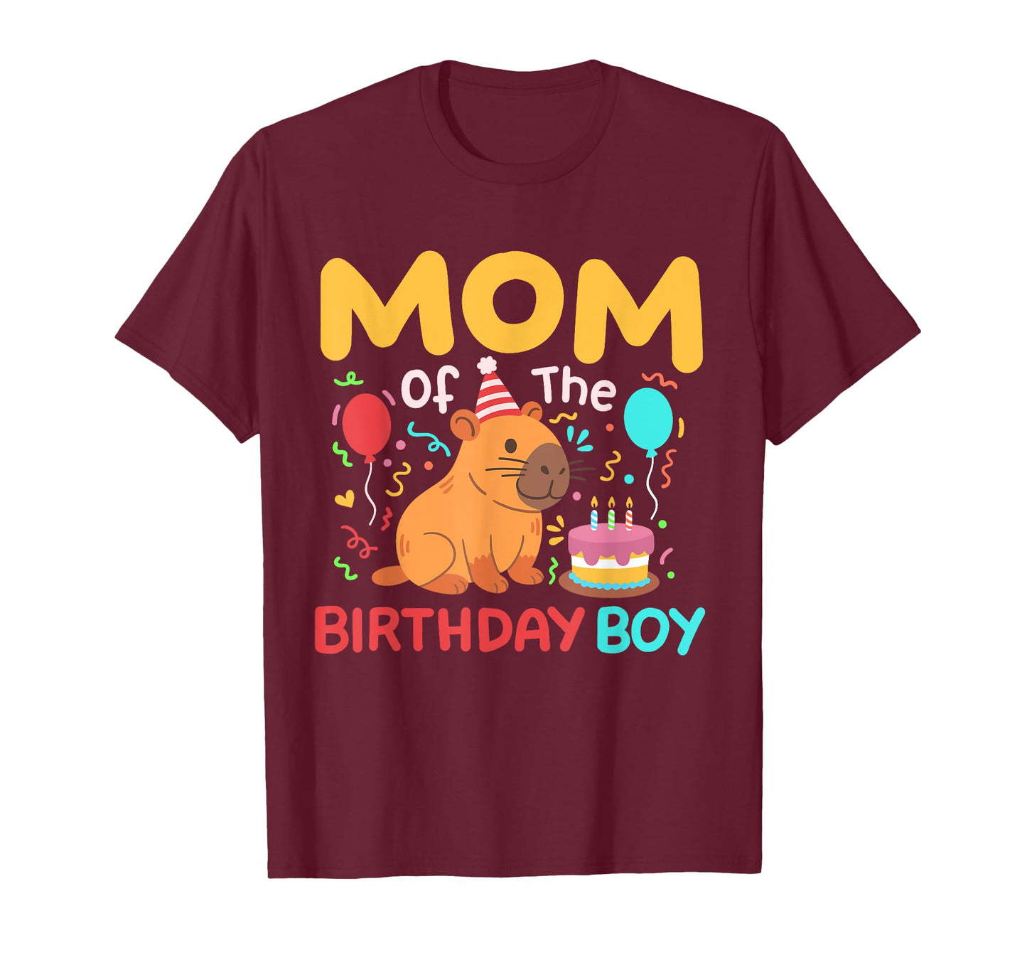 Mom Of The Birthday Boy Cute Capybara Kids Bday Family T-Shirt