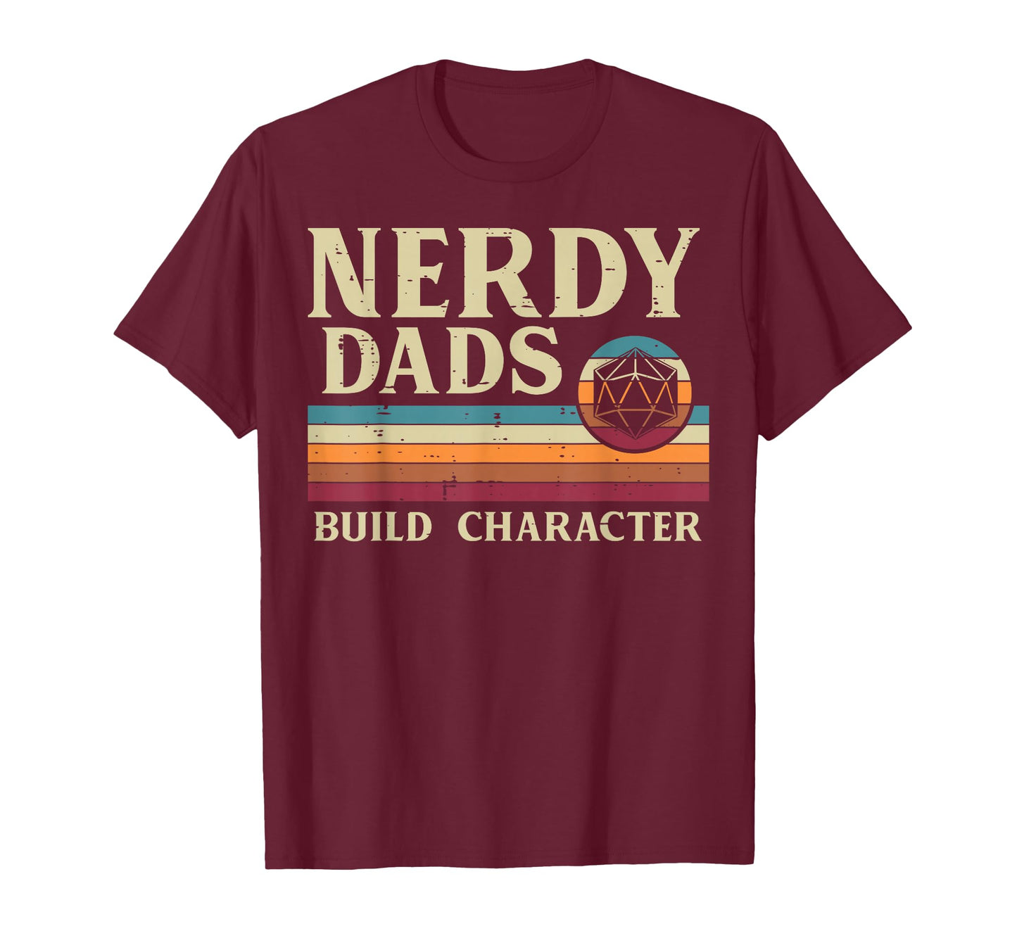 Nerdy Dads Build Character Retro Fathers Day Daddy Papa Men T-Shirt