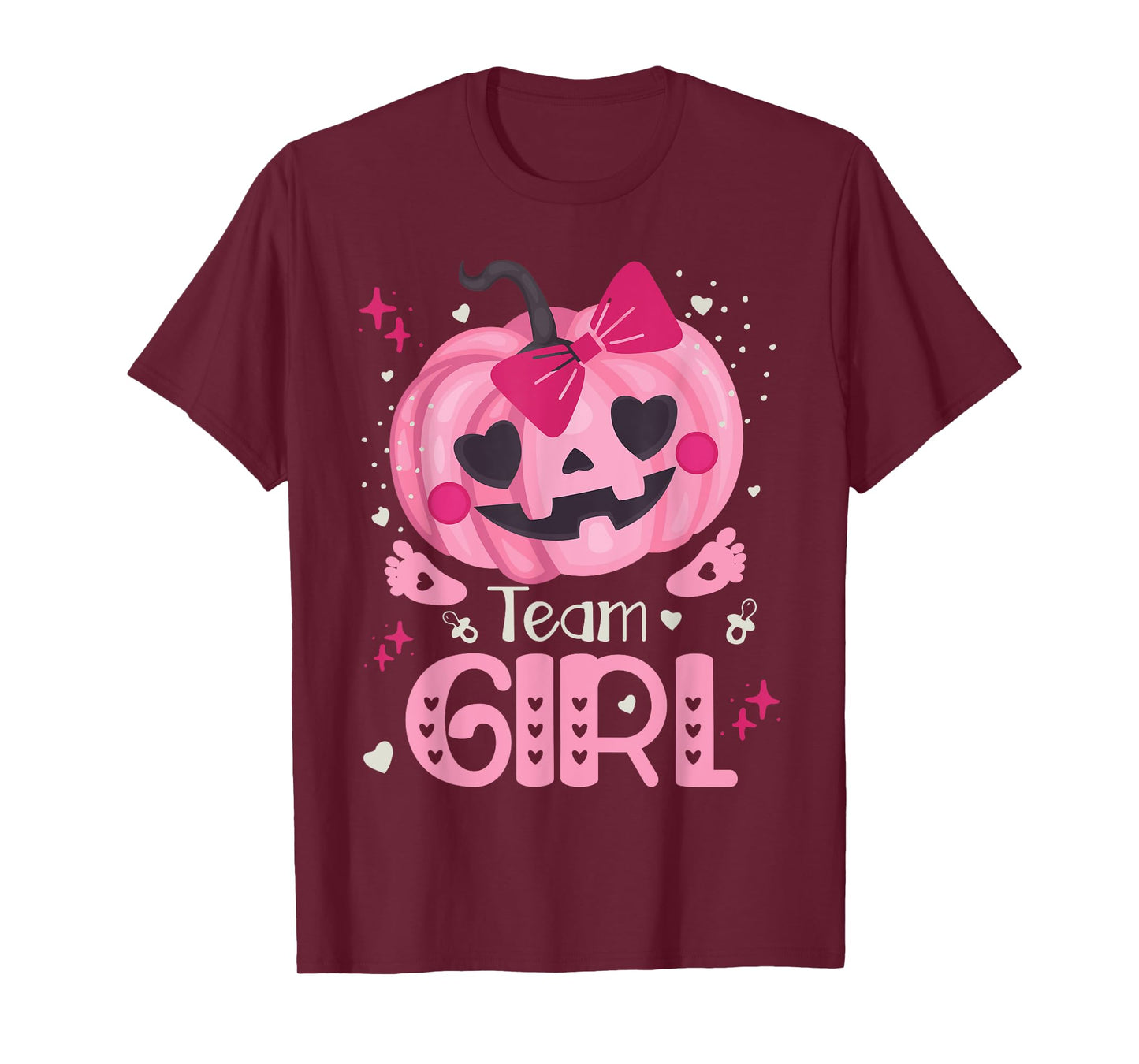 Team Girl Pumpkin Halloween Baby Gender Reveal Party T-Shirt