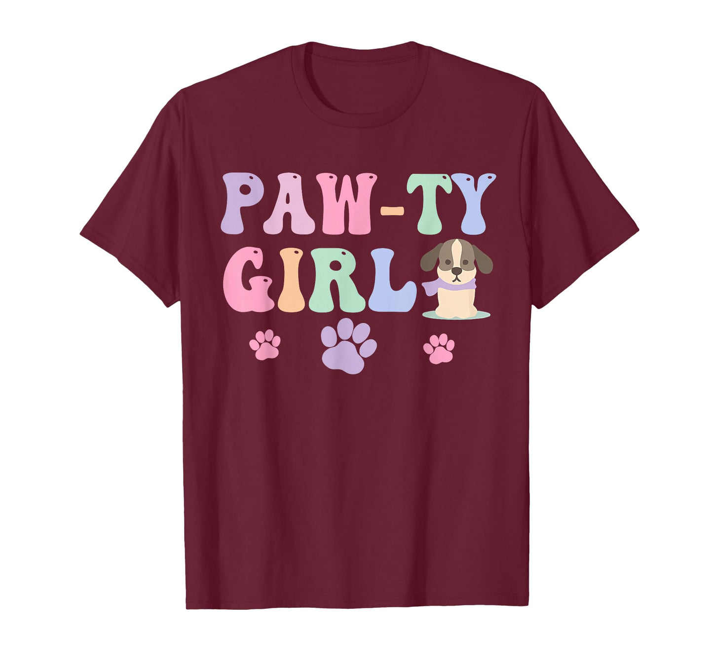 Let's Pawty Girl Birthday Puppy Dog Party Girl Kids Birthday T-Shirt