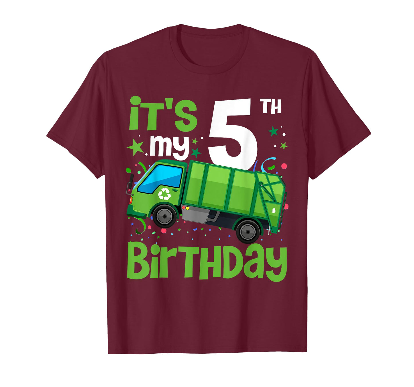 It's My 5th Birthday Garbage Truck 5 Year Old Birthday Boy T-Shirt