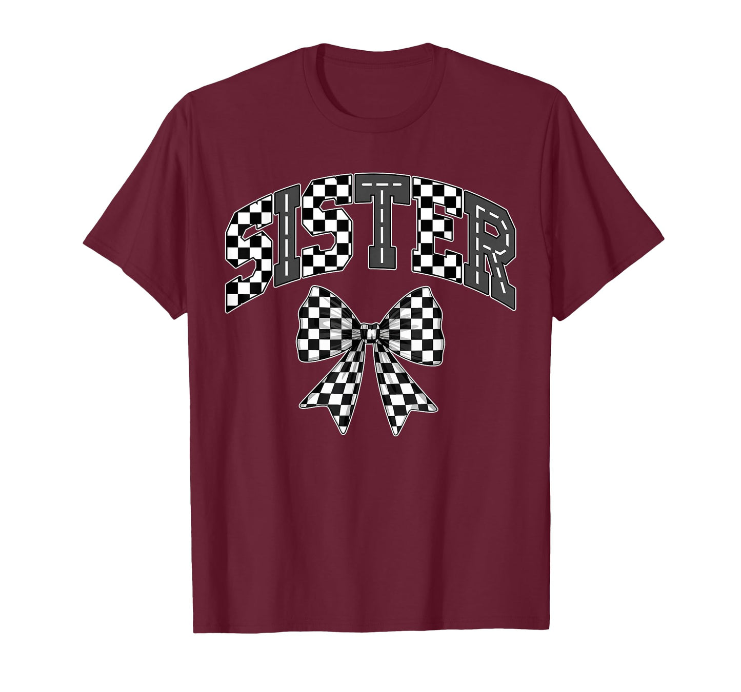 Sister Racing Race Car Checkered Family Birthday Matching T-Shirt