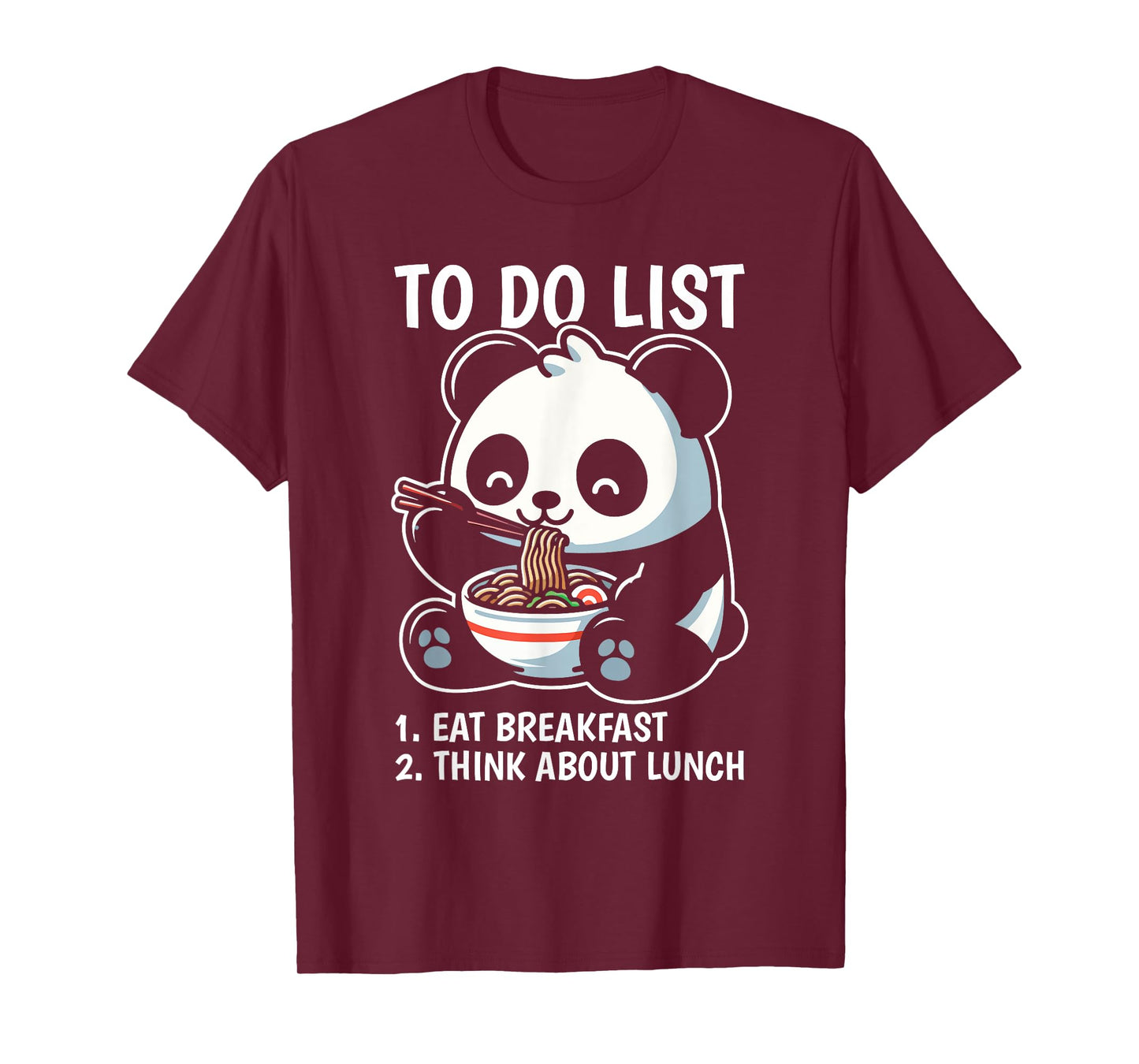 To Do List Panda Breakfast Animal Lover Productivity T-Shirt