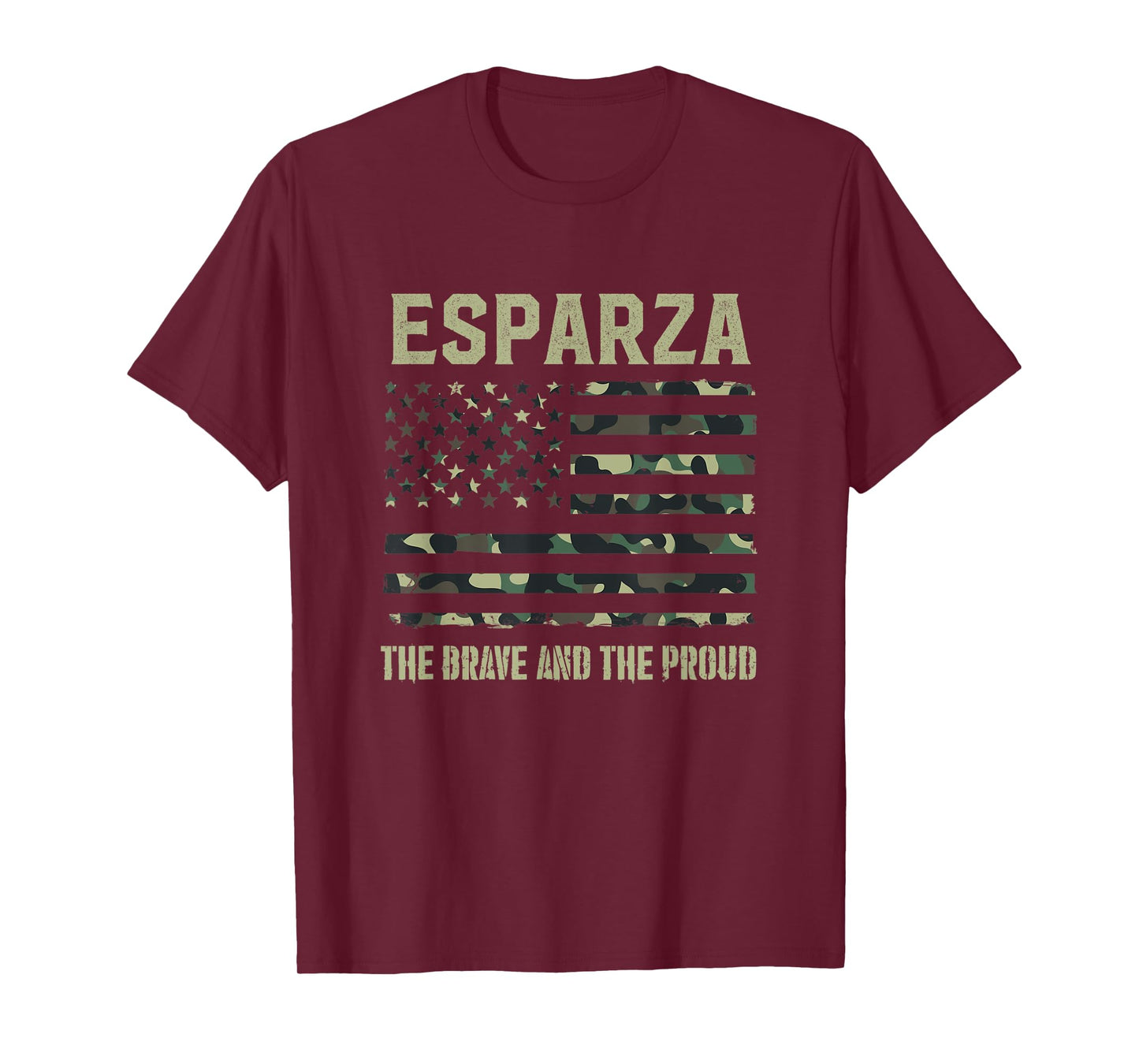 ESPARZA Last Name Surname Camouflage American Flag T-Shirt