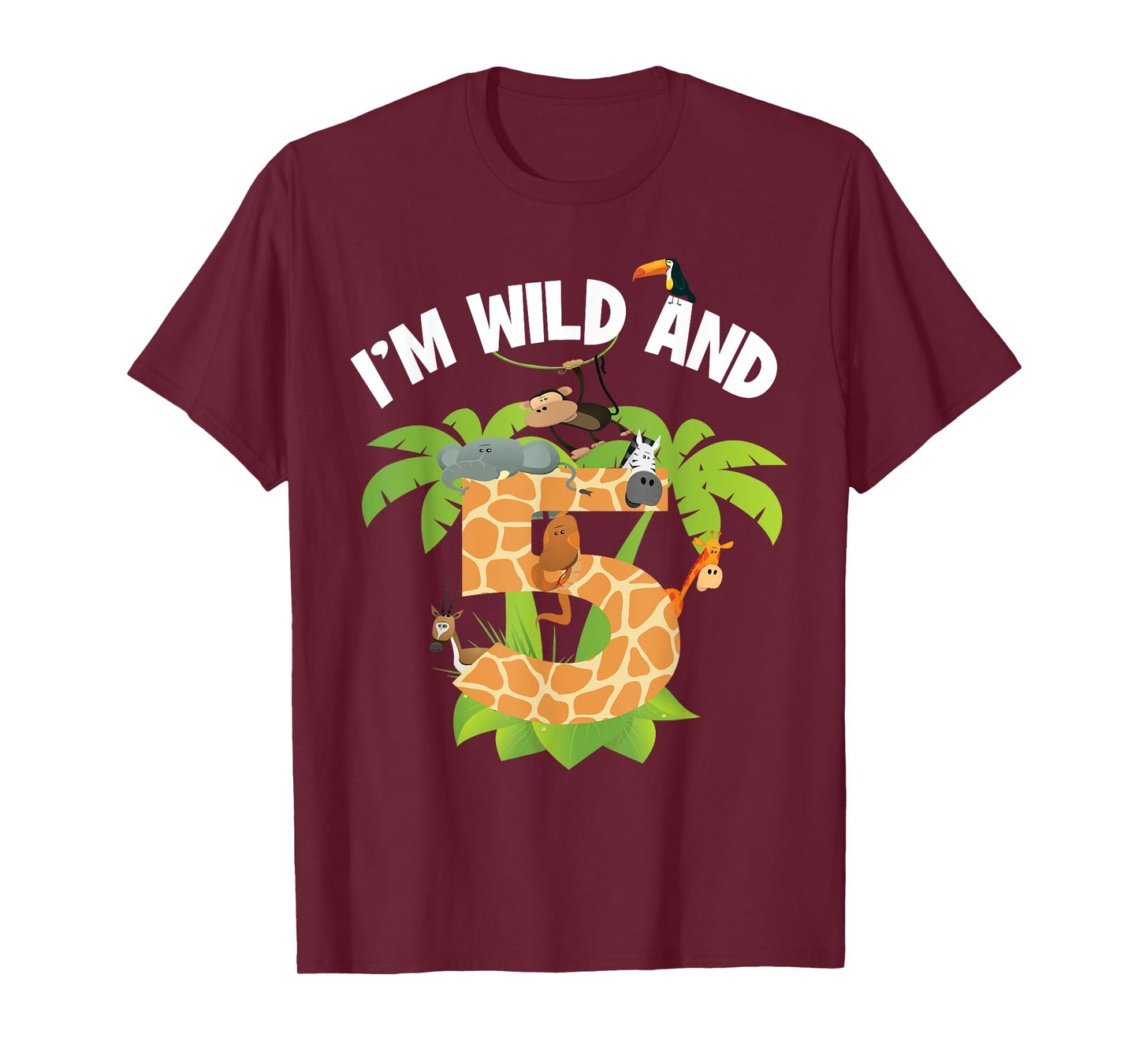 I'm Wild And 5 Years Old Zoo Theme 5th Birthday Animal Party T-Shirt