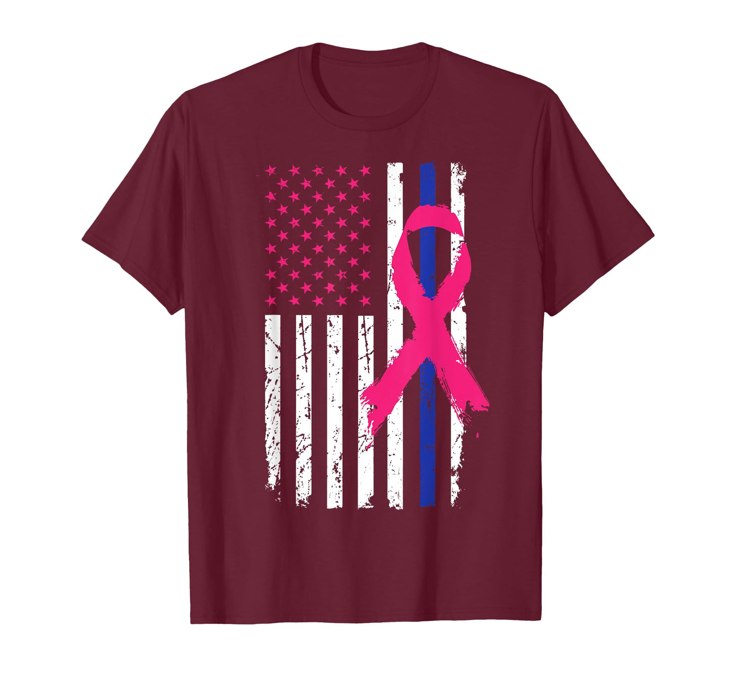 American Police Flag Cool Breast Cancer Awareness Gift T-Shirt