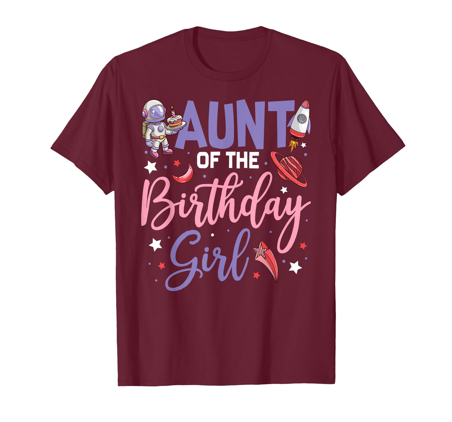 Two The Moon Aunt Of the Birthday Girl Astronaut Family T-Shirt