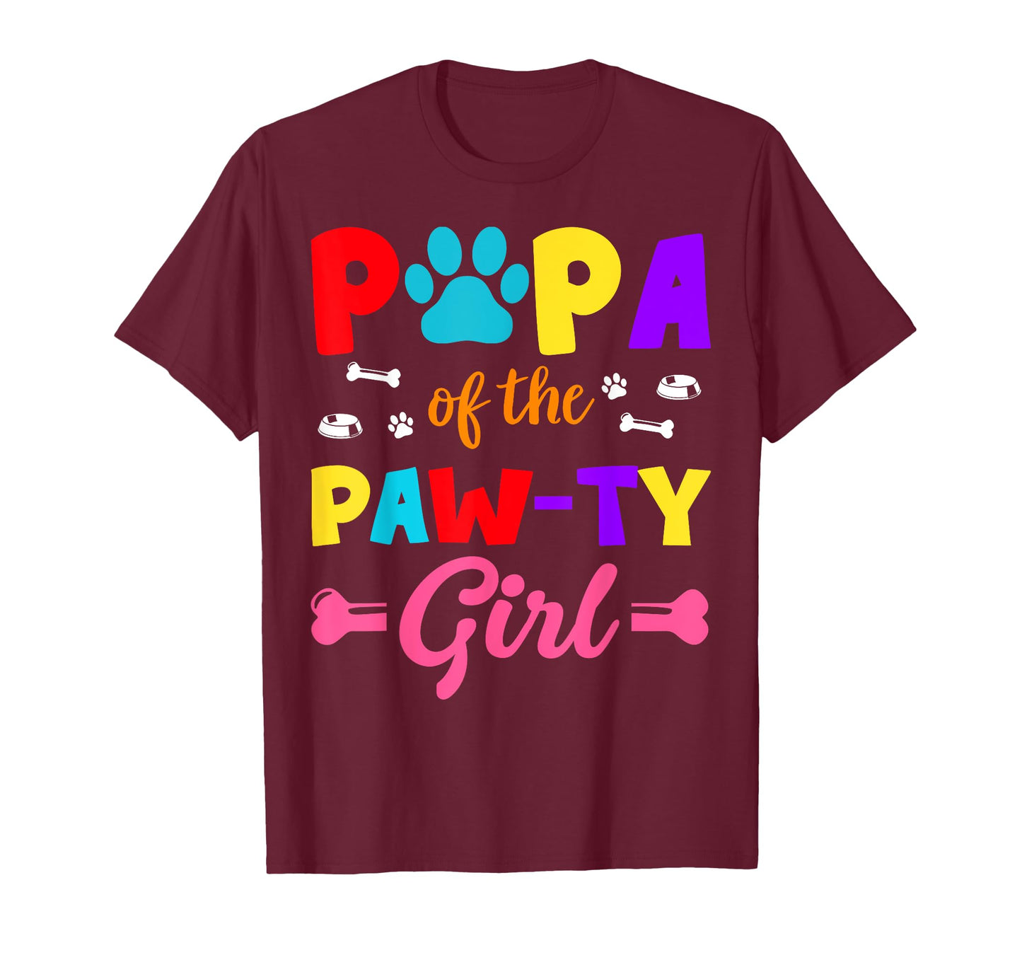 Papa Of The Paw-ty Girl Dog Family Matching Party T-Shirt