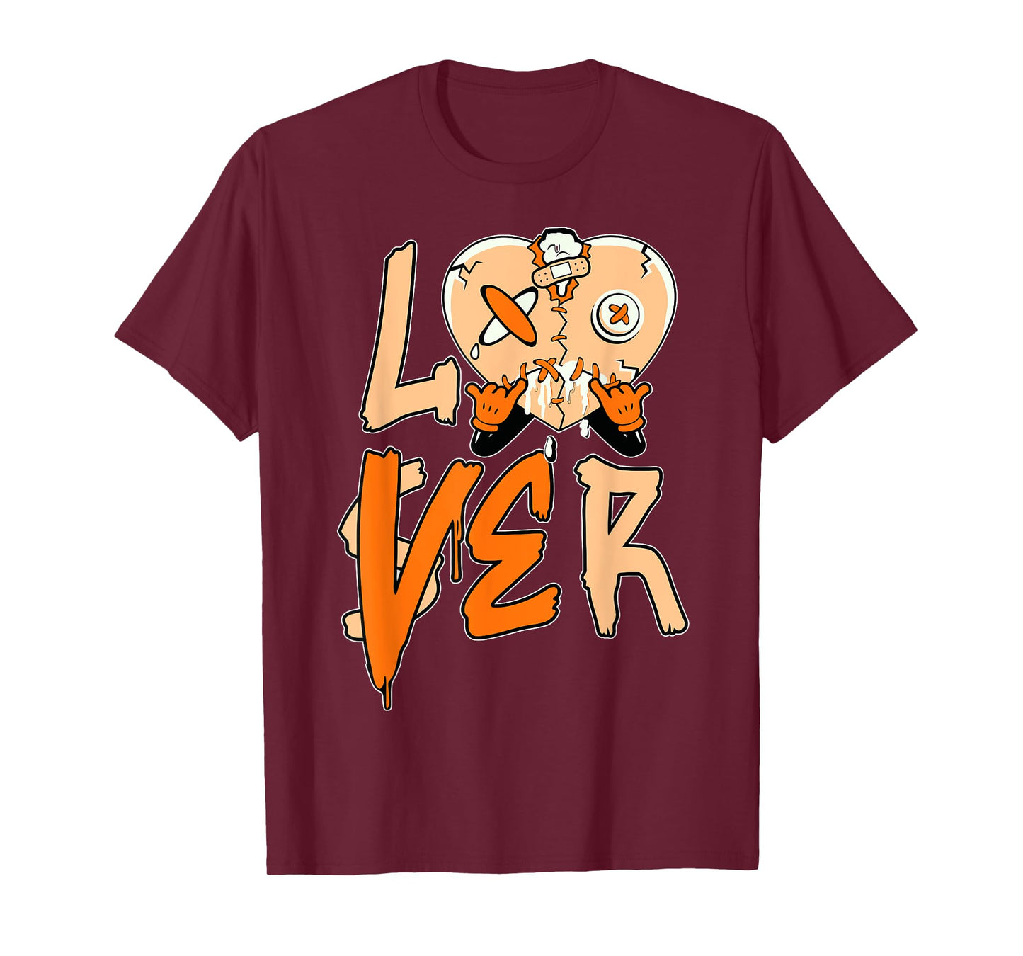 Orange Loser Lover Pink Drip Heart Matching Tee Men Women T-Shirt
