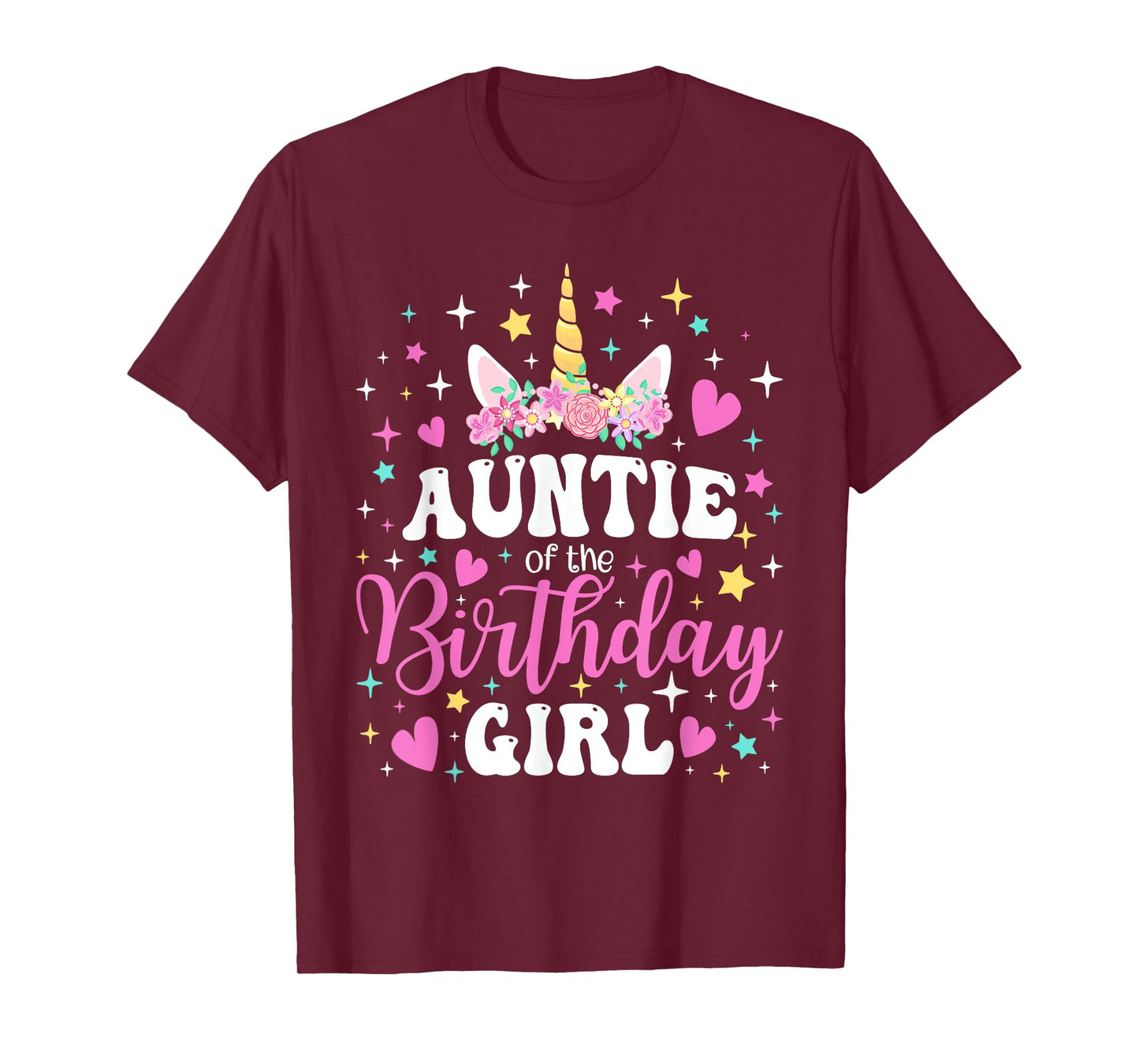 Unicorn Auntie of the Birthday Girl Family Matching Party T-Shirt