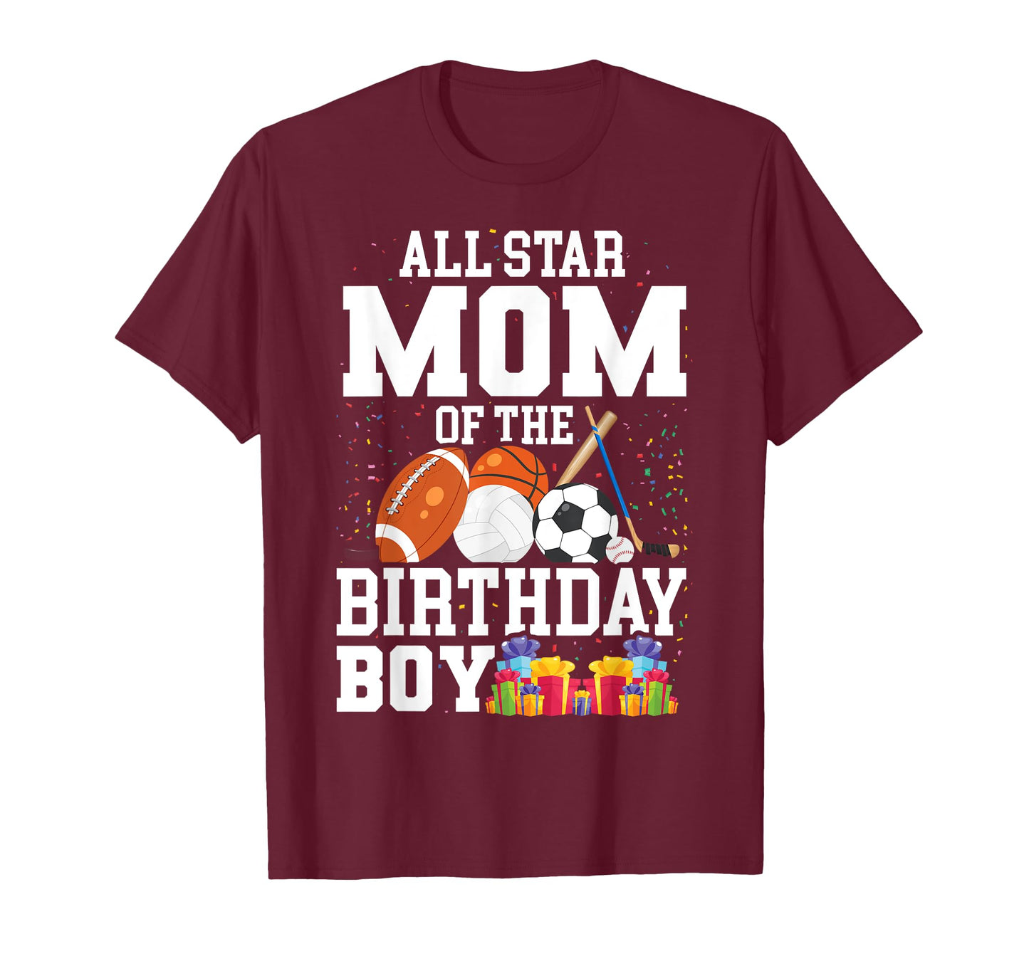 All Star Mom of The Birthday Boy Sports Mommy Mama Mother T-Shirt