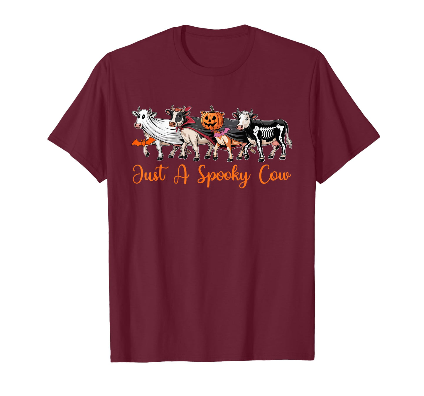 Just A Spooky Hallloween Cow Cosplay Witch Boo Skeleton T-Shirt