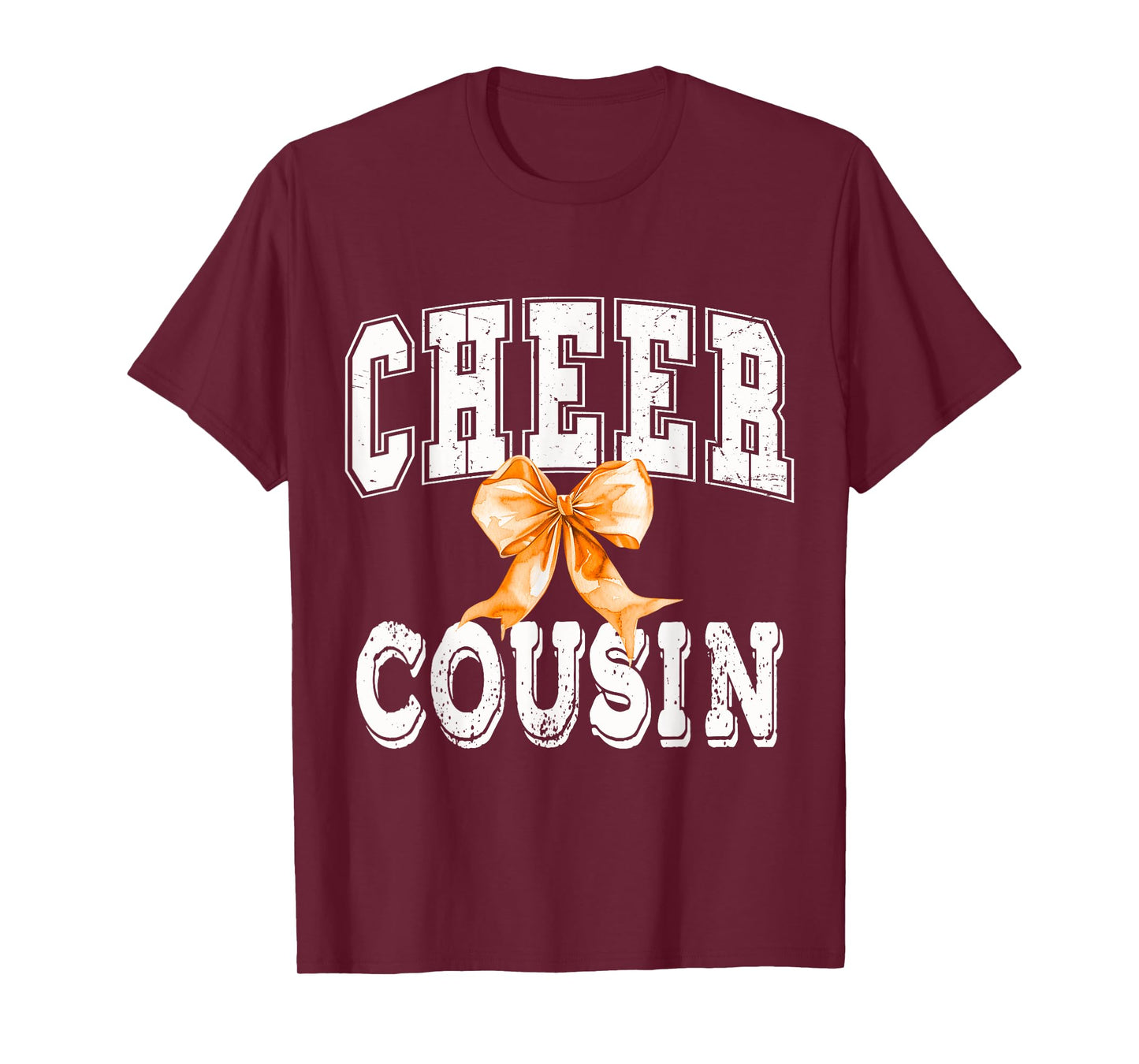 Cheer COUSIN Coquette Orange Bow Cheerleader T-Shirt