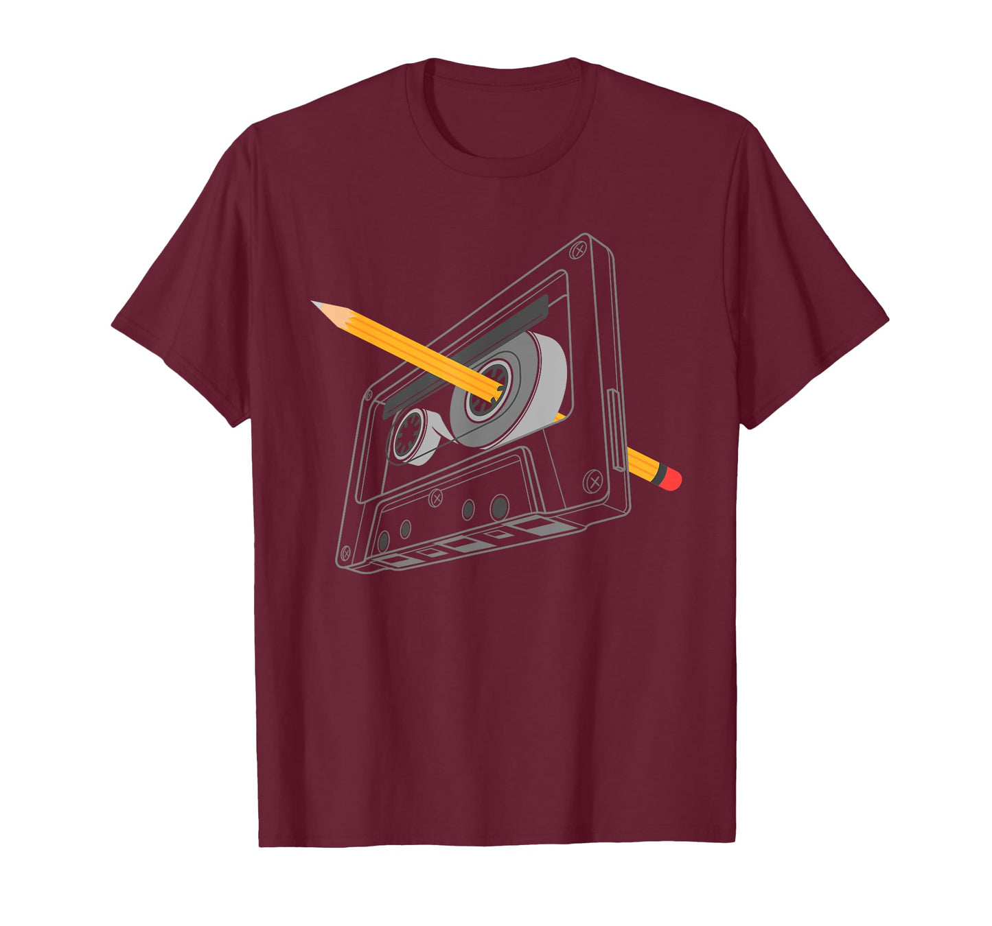 Vintage Rewind Funny 80s 90s Cassette Pencil Gift Men Women T-Shirt